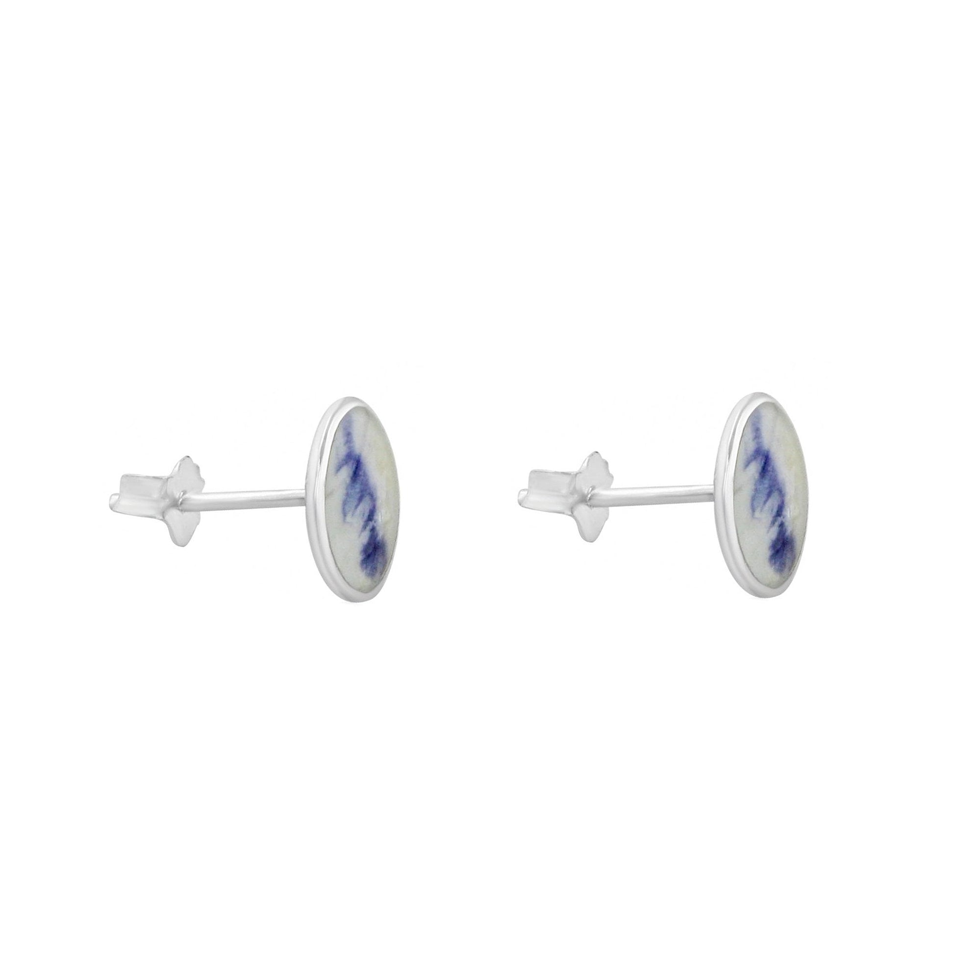 Silver Round Blue John Earrings