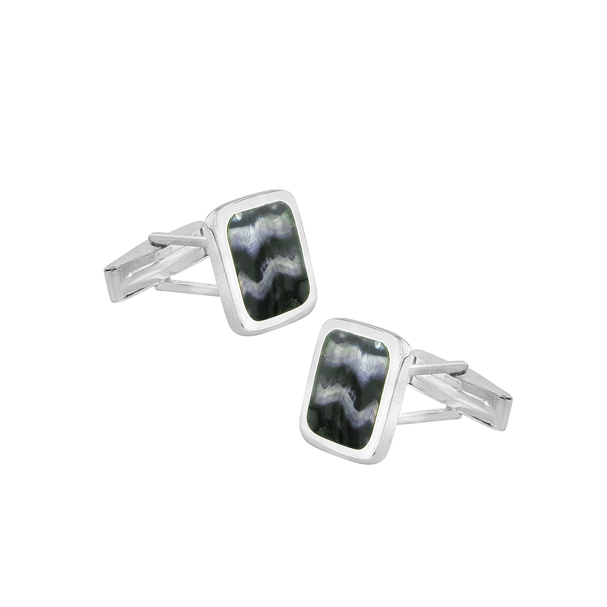 Silver Cufflinks With Derbyshire Blue John