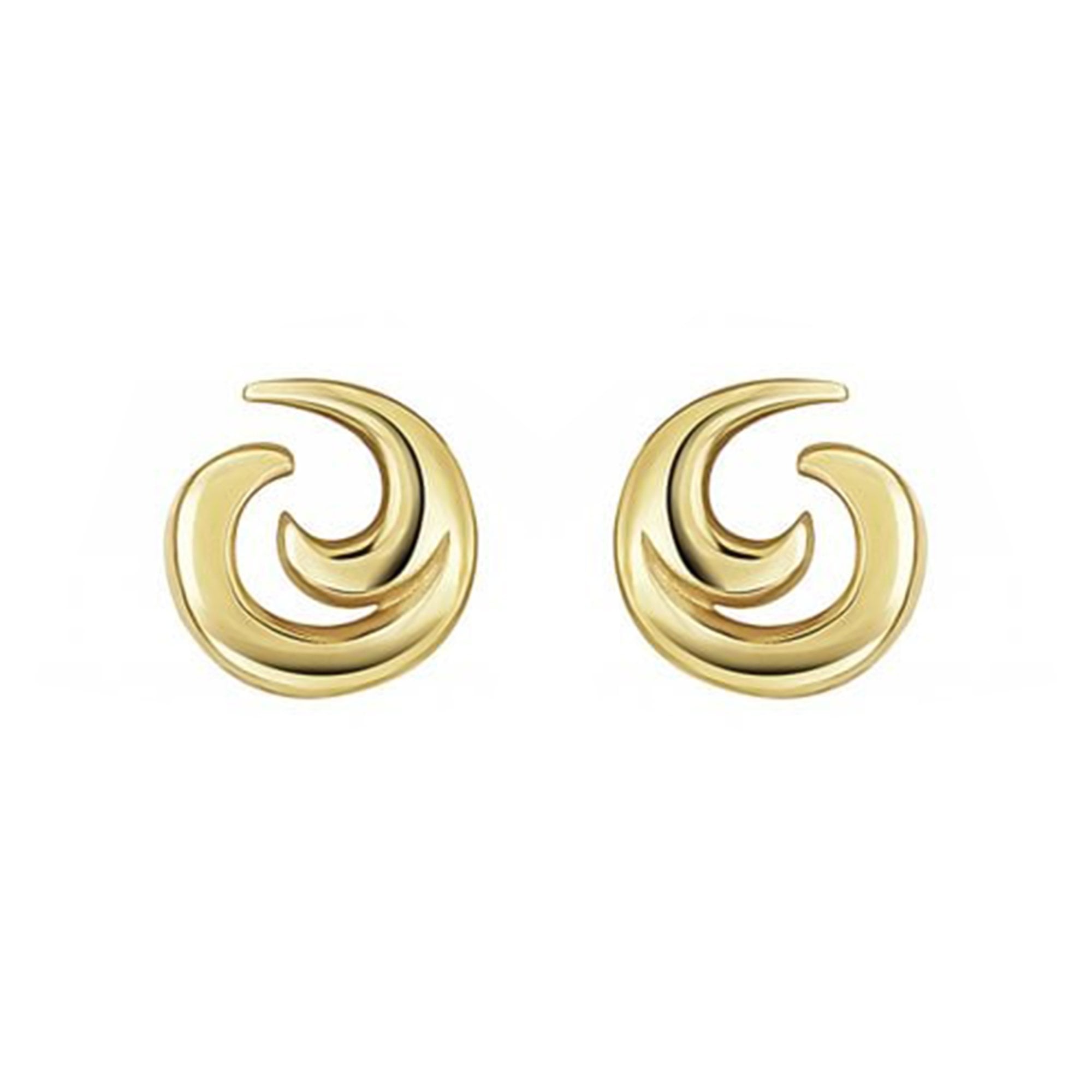 9ct Yellow Gold 'Waves' Stud Earrings
