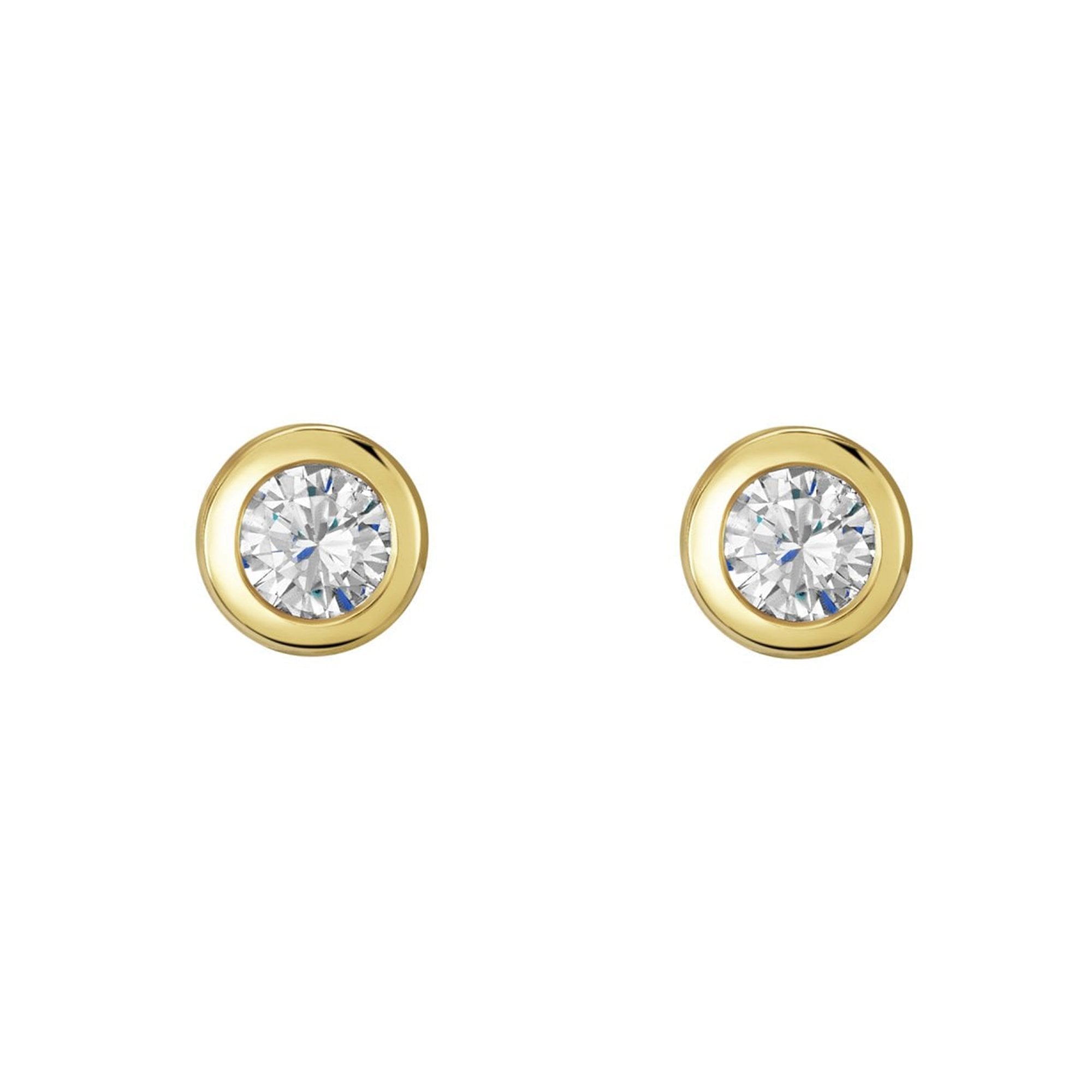 9ct Yellow Gold 0.56ct Round Diamond 'Donut' Rubover Stud Earrings