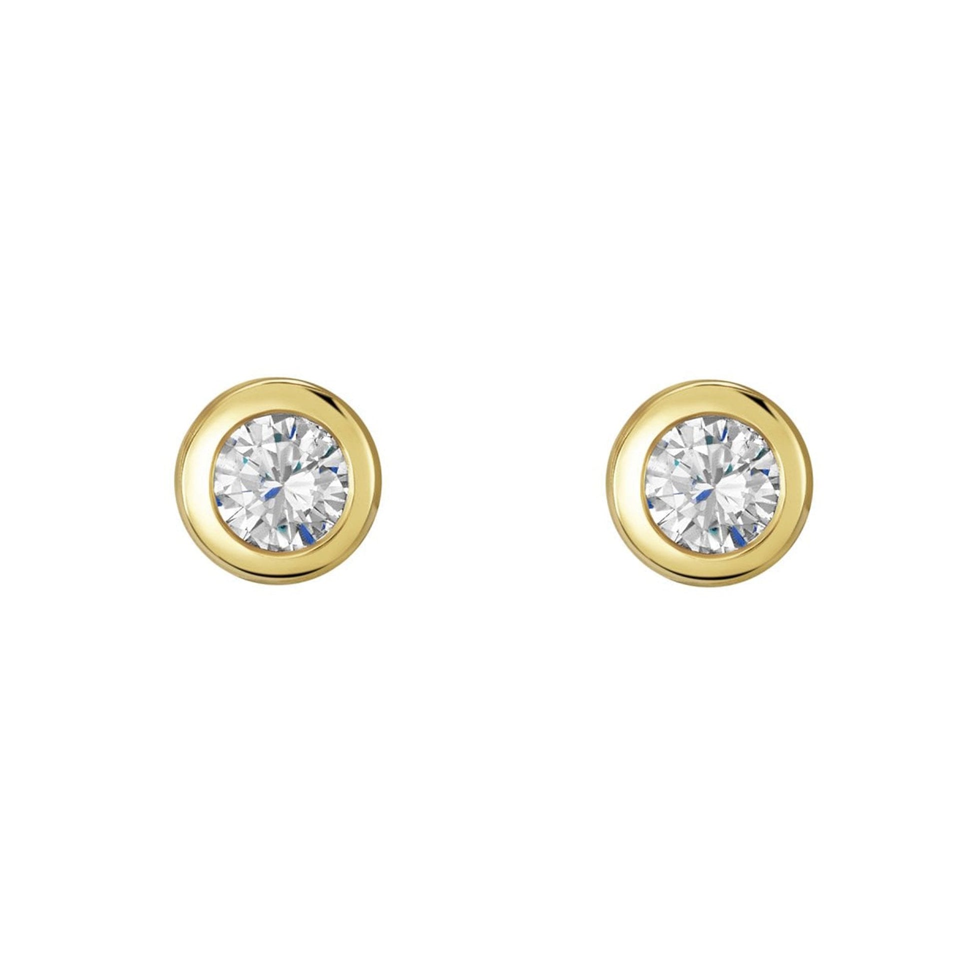 9ct Yellow Gold 0.56ct Round Diamond 'Donut' Rubover Stud Earrings