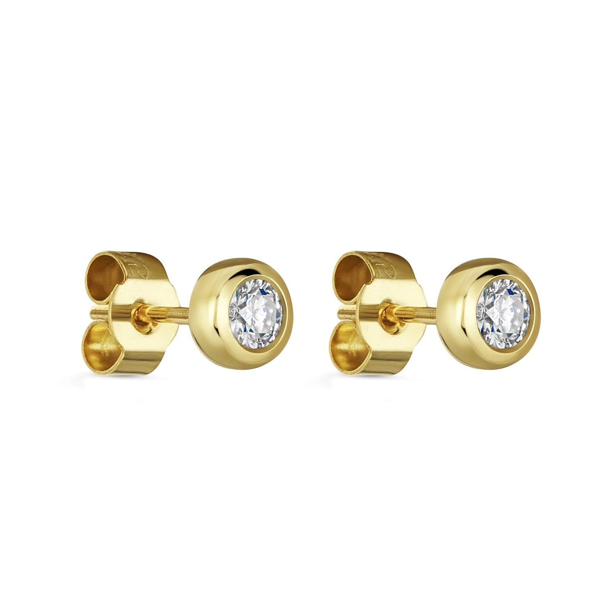 9ct Yellow Gold 0.56ct Round Diamond 'Donut' Rubover Stud Earrings