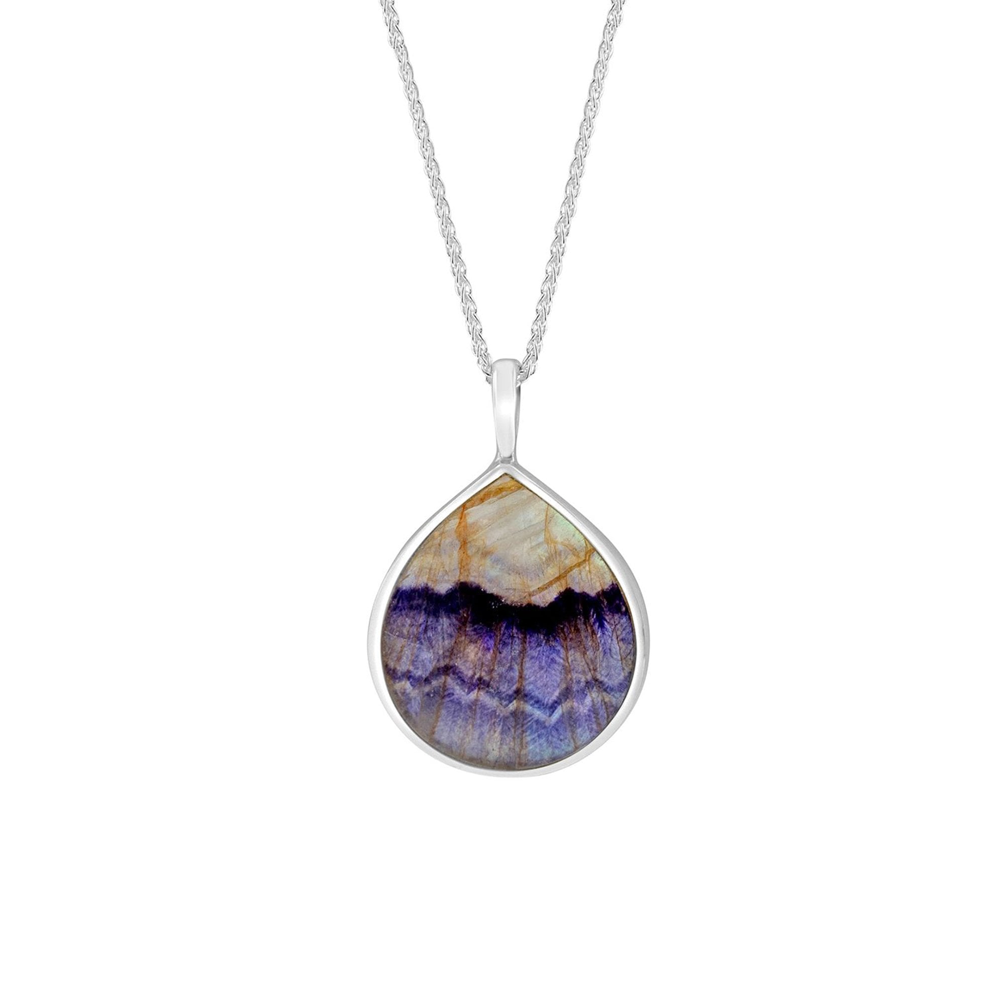 Derbyshire Blue John Silver Teardrop Necklace