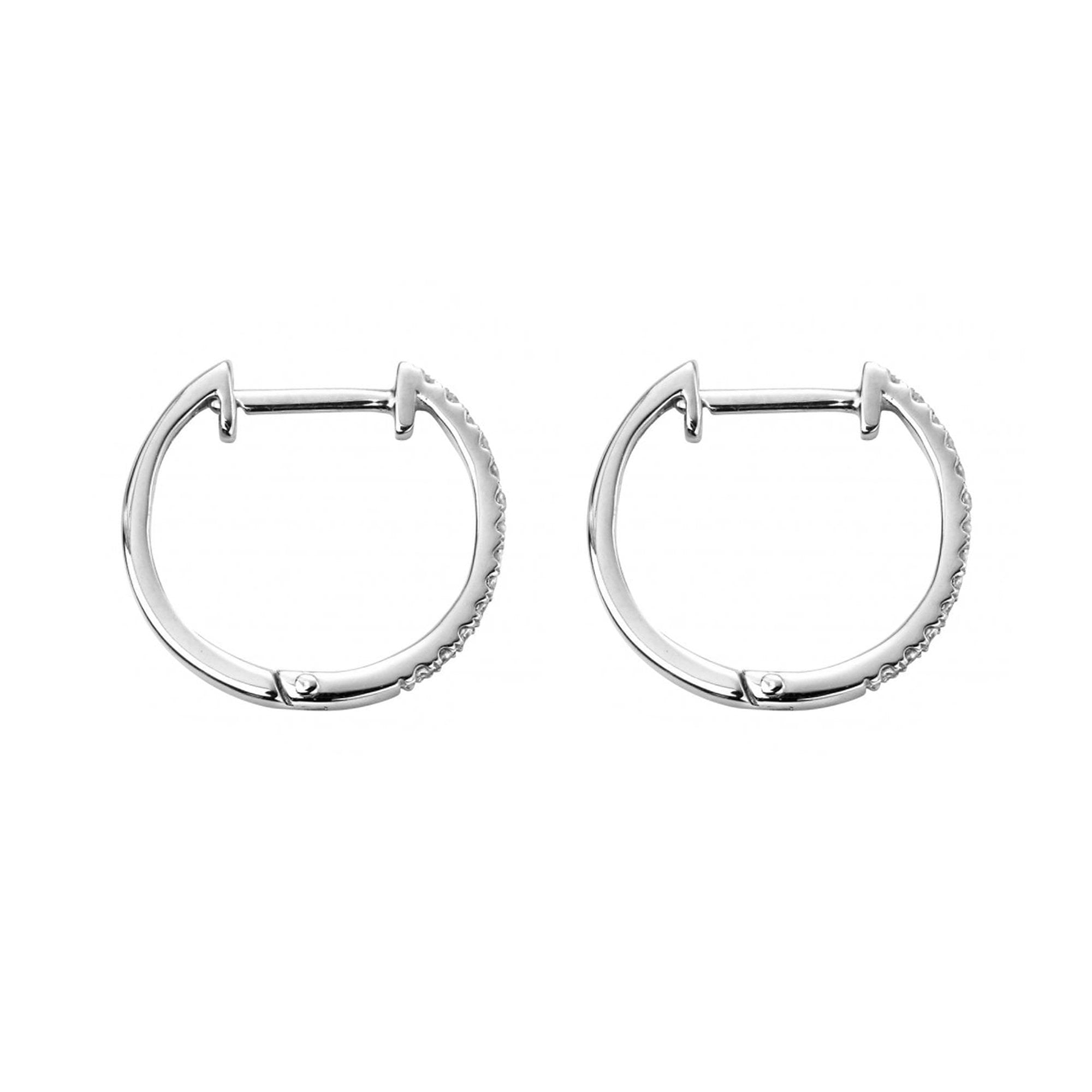 9ct White Gold Delicate Diamond Small Hinged Hoop Earrings