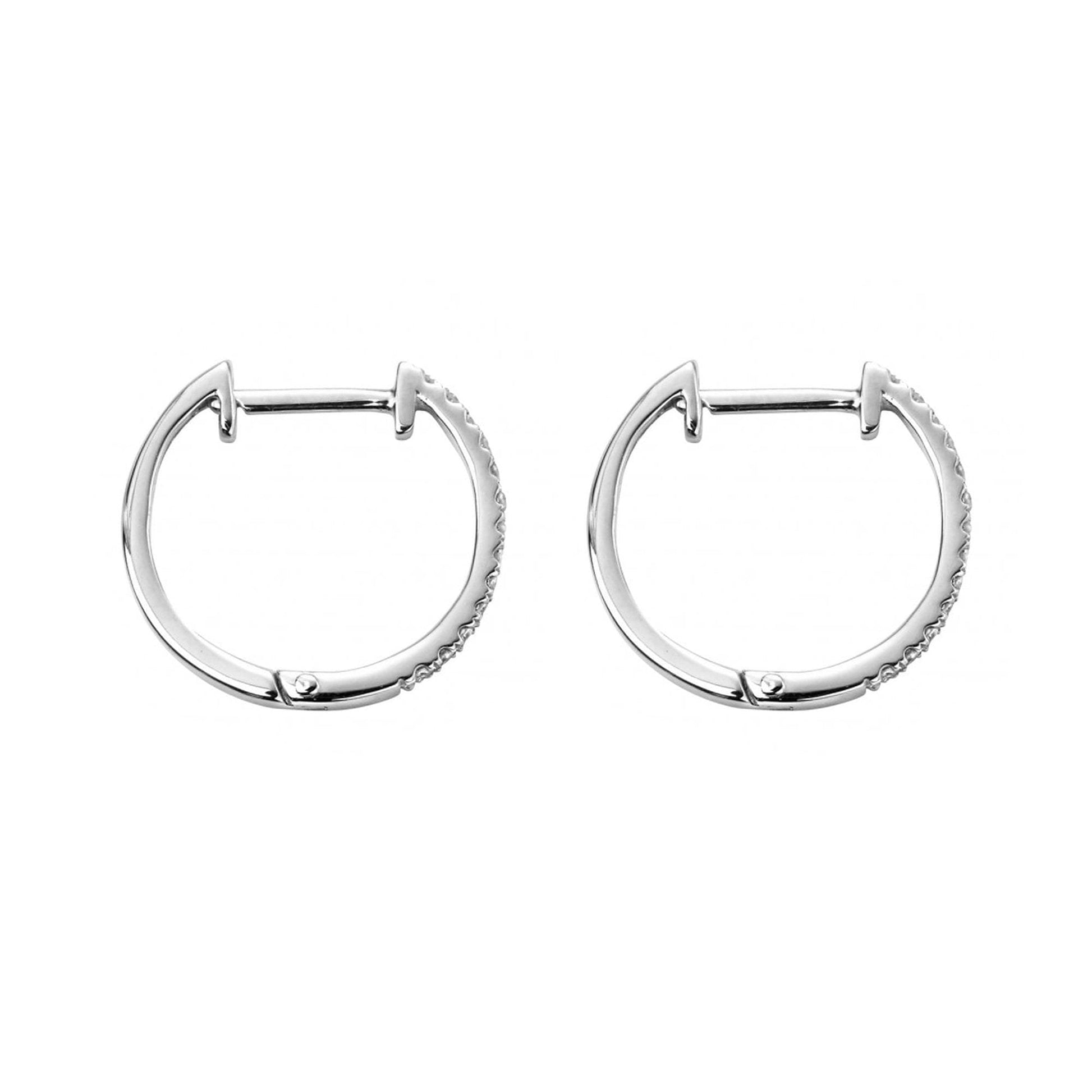 9ct White Gold Delicate Diamond Small Hinged Hoop Earrings
