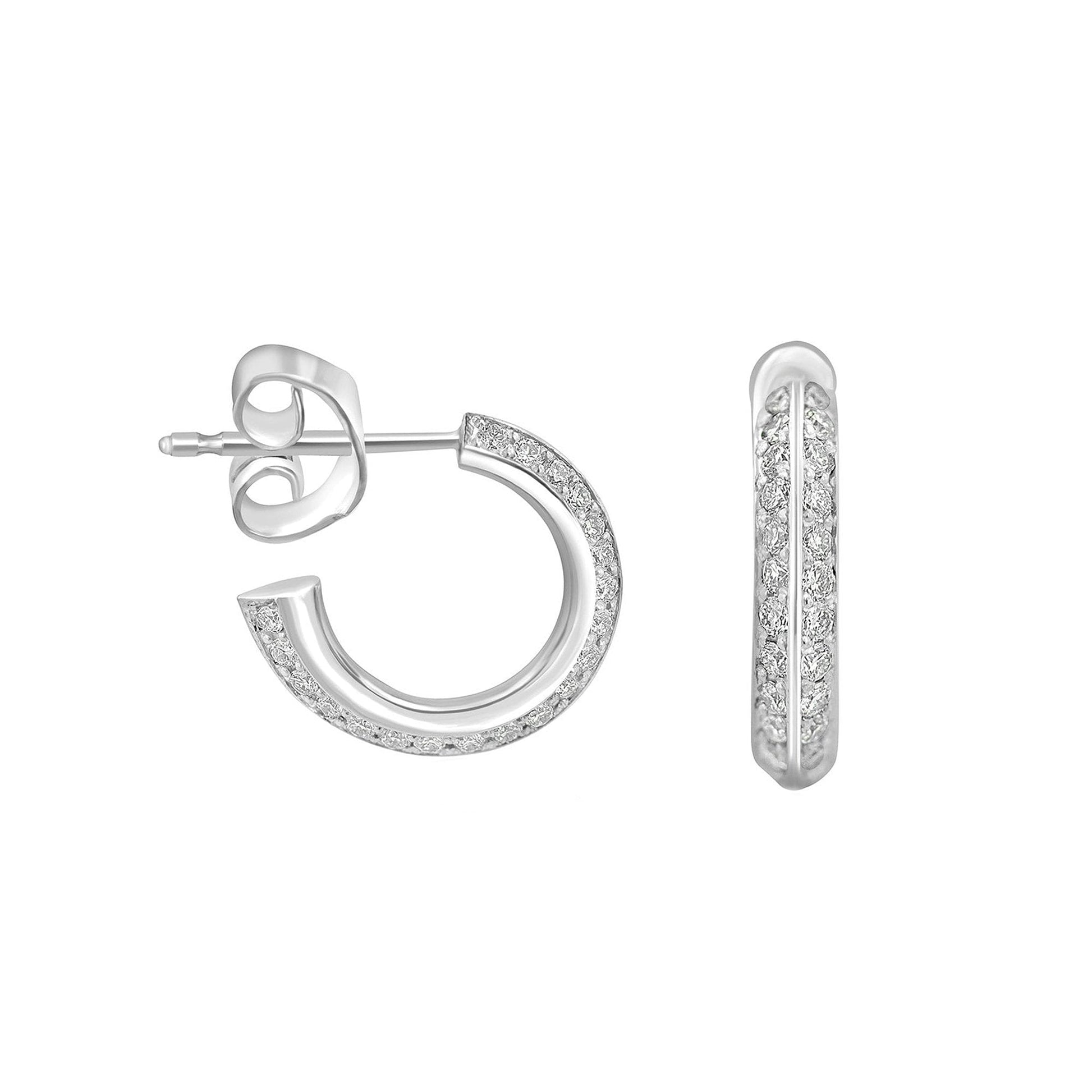 Platinum 0.40ct Round Diamond Knife Edge Hoop Earrings (Charms Sold Separately)