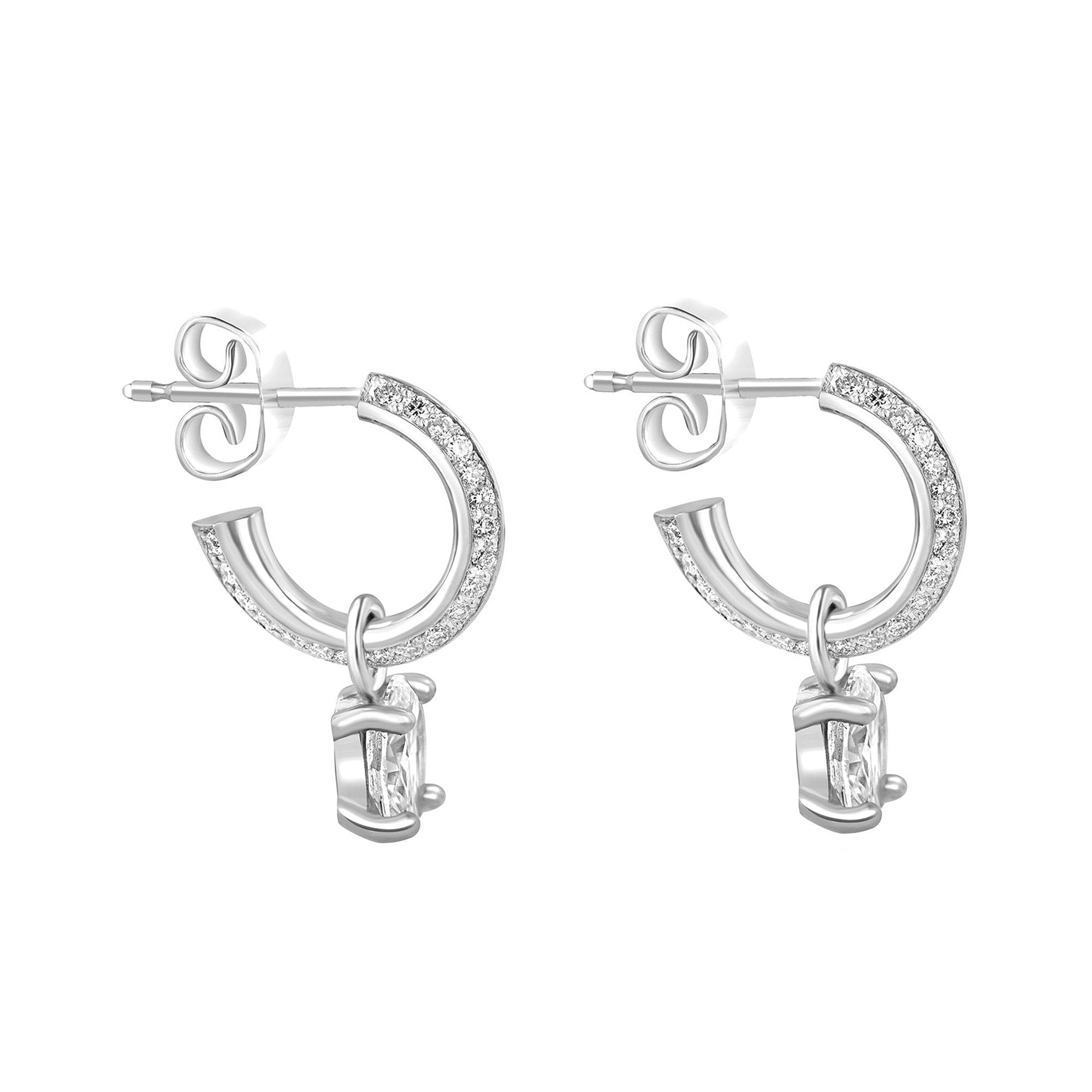 Platinum 0.40ct Round Diamond Knife Edge Hoop Earrings (Charms Sold Separately)