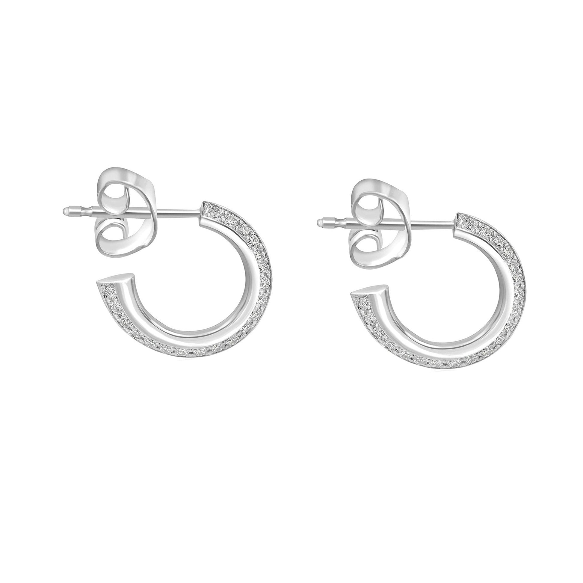 Platinum 0.40ct Round Diamond Knife Edge Hoop Earrings (Charms Sold Separately)