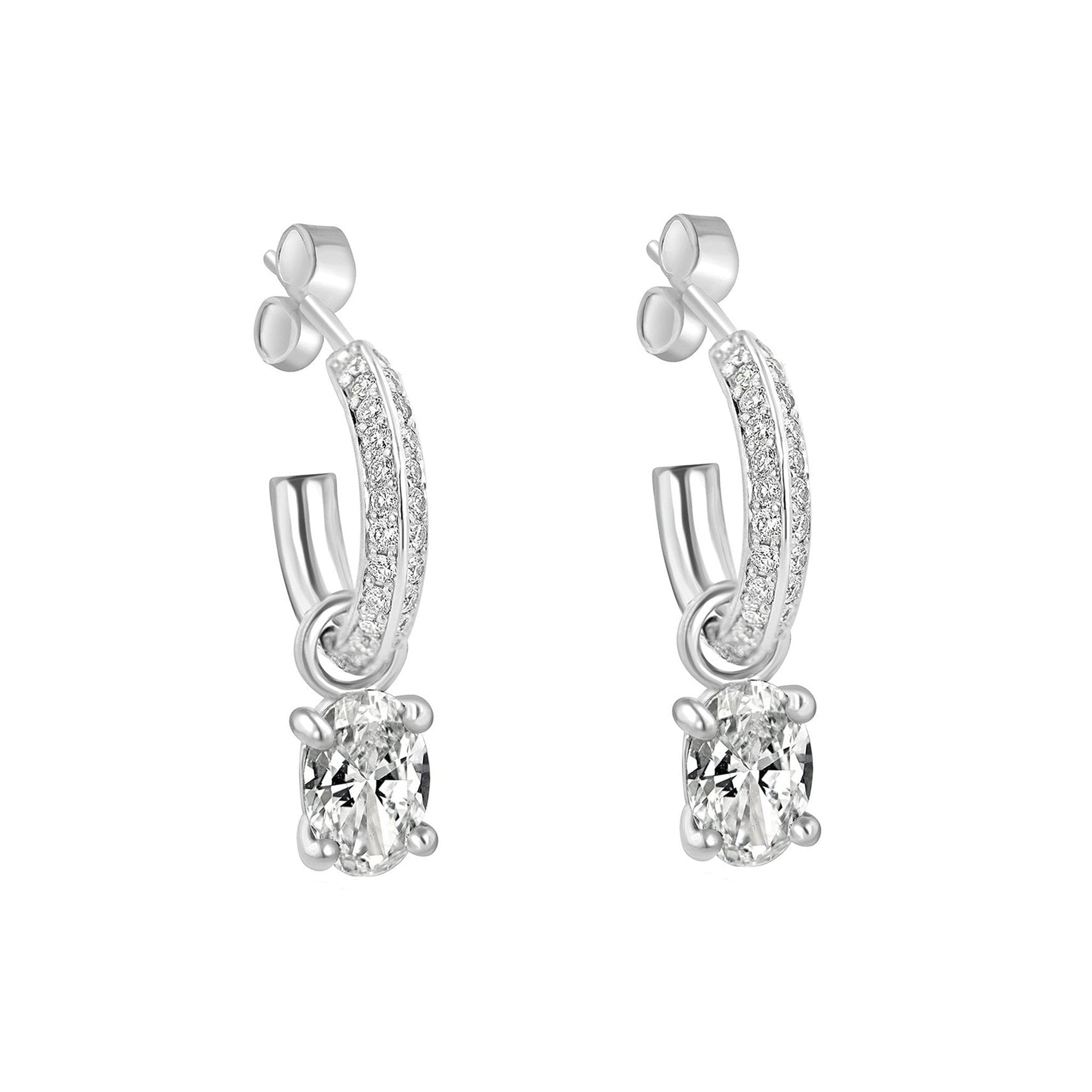 Platinum 0.40ct Round Diamond Knife Edge Hoop Earrings (Charms Sold Separately)
