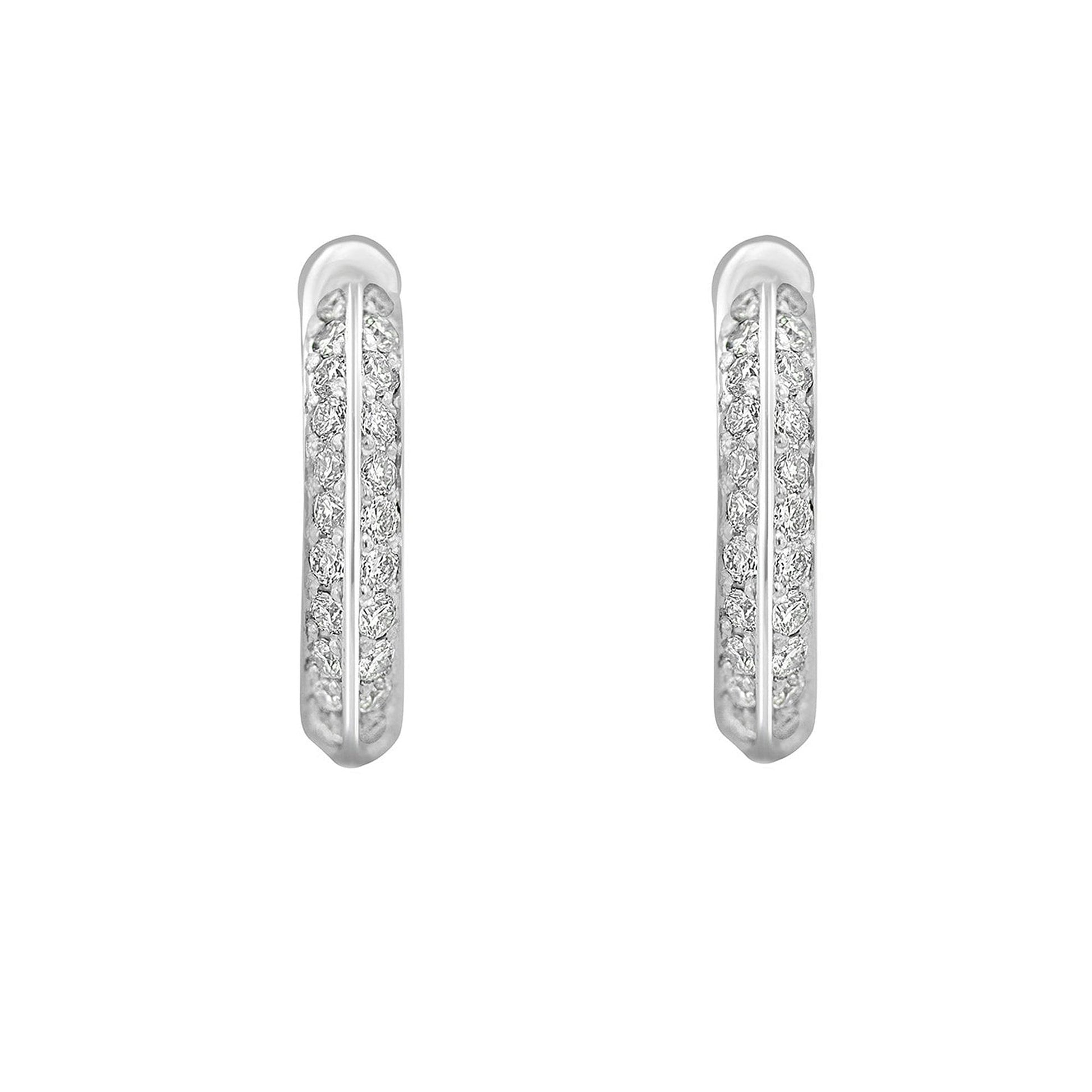 Platinum 0.40ct Round Diamond Knife Edge Hoop Earrings (Charms Sold Separately)
