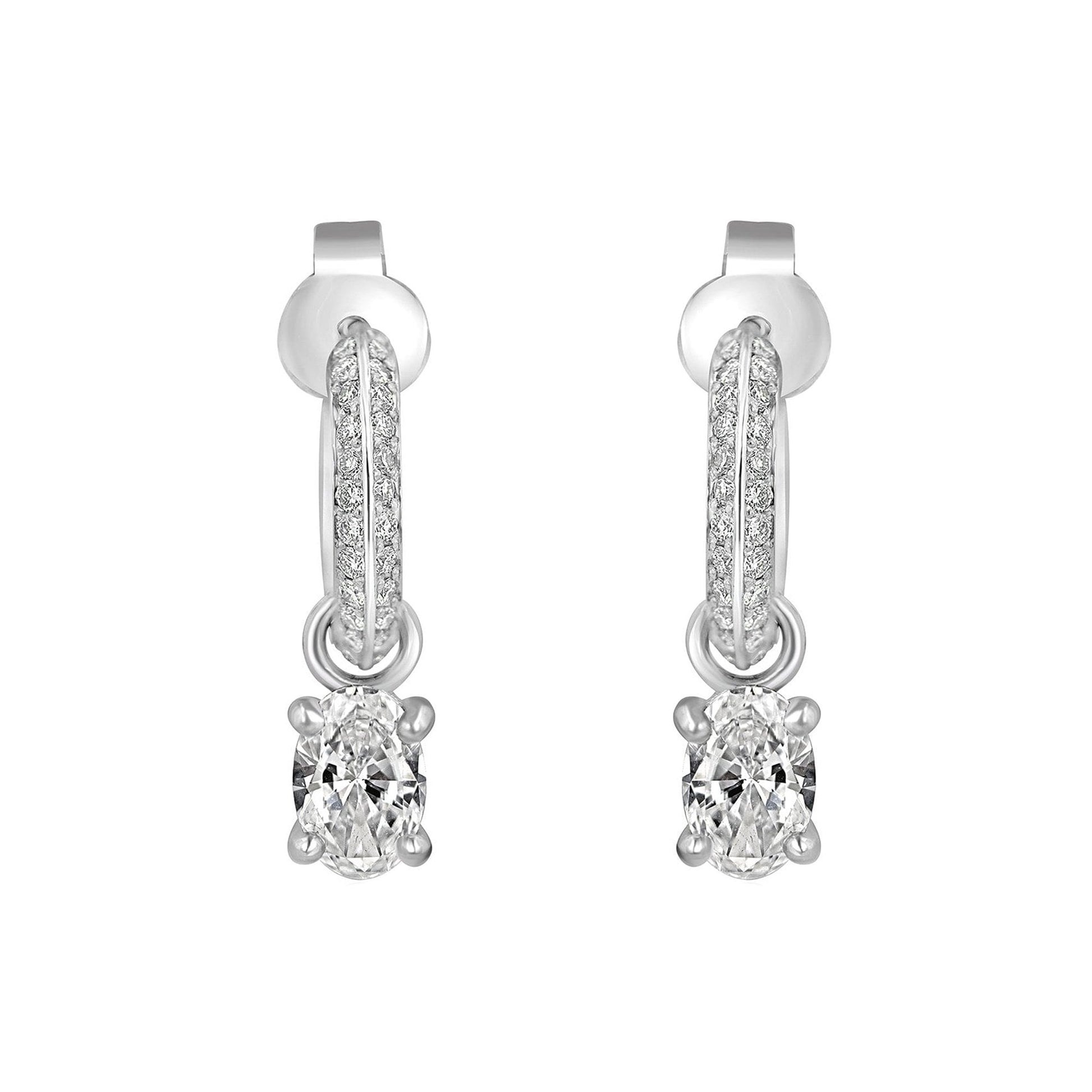 Platinum 0.40ct Round Diamond Knife Edge Hoop Earrings (Charms Sold Separately)