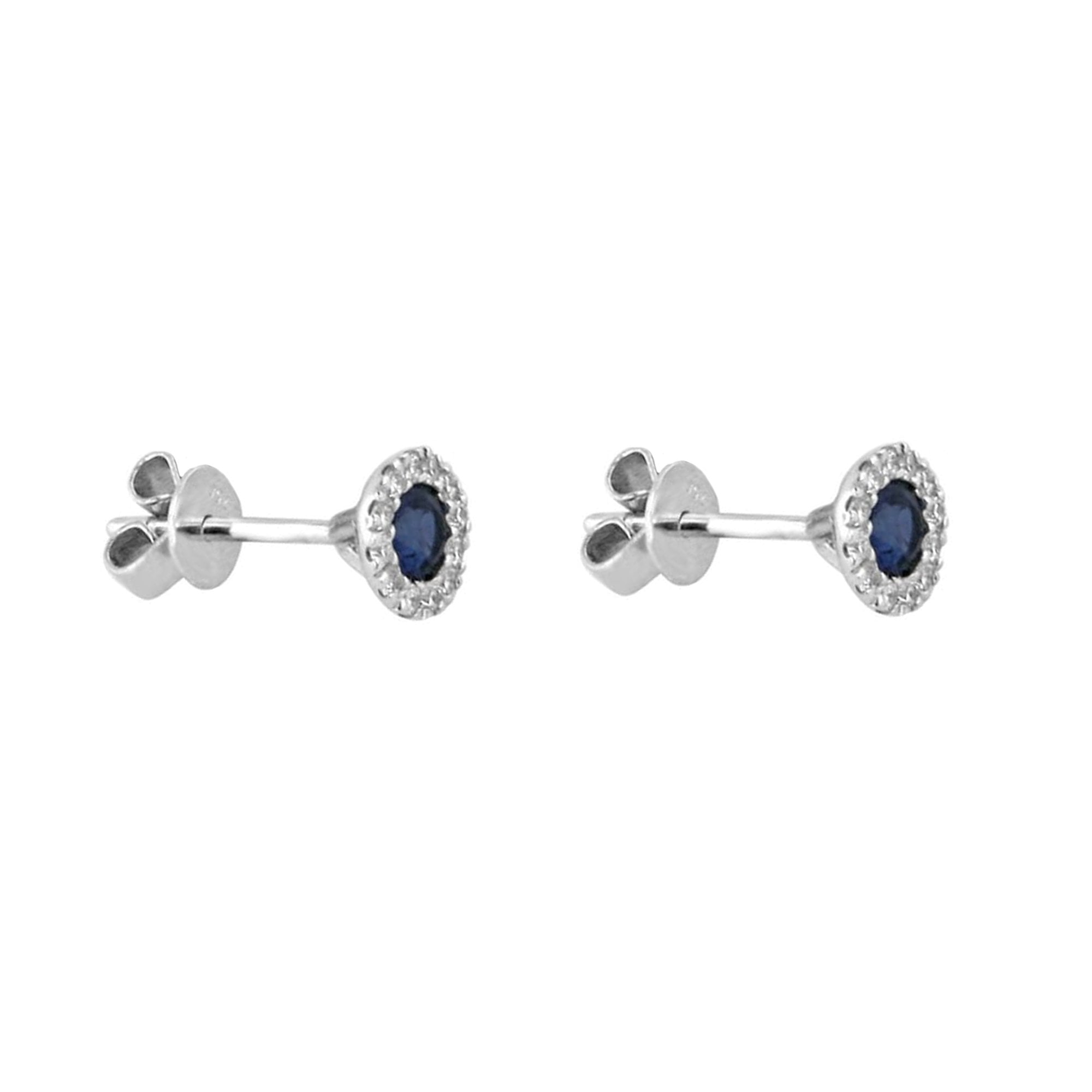 18ct Gold Sapphire and Diamond Cluster Earrings