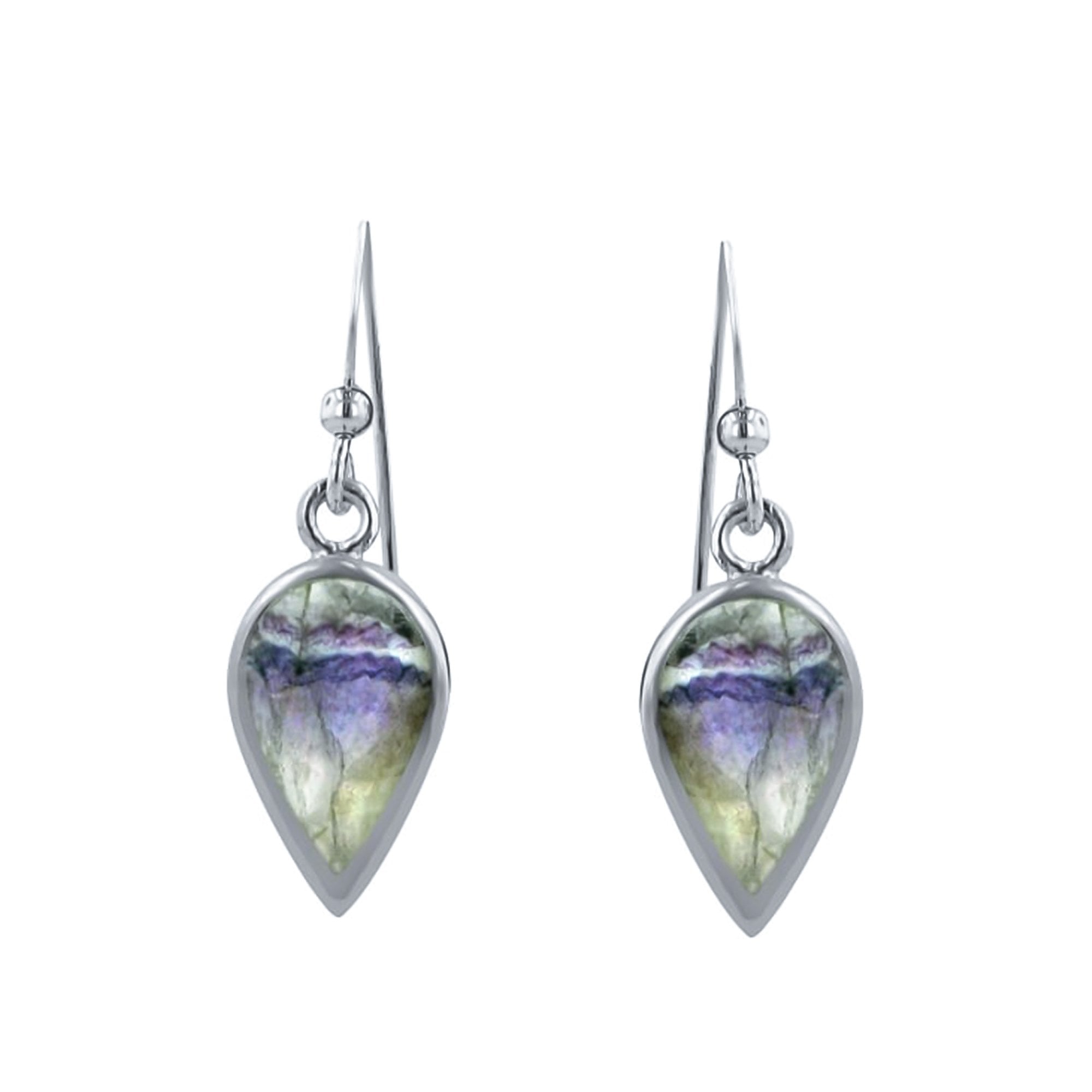 Pear Shape Blue John Silver Drop Earrings