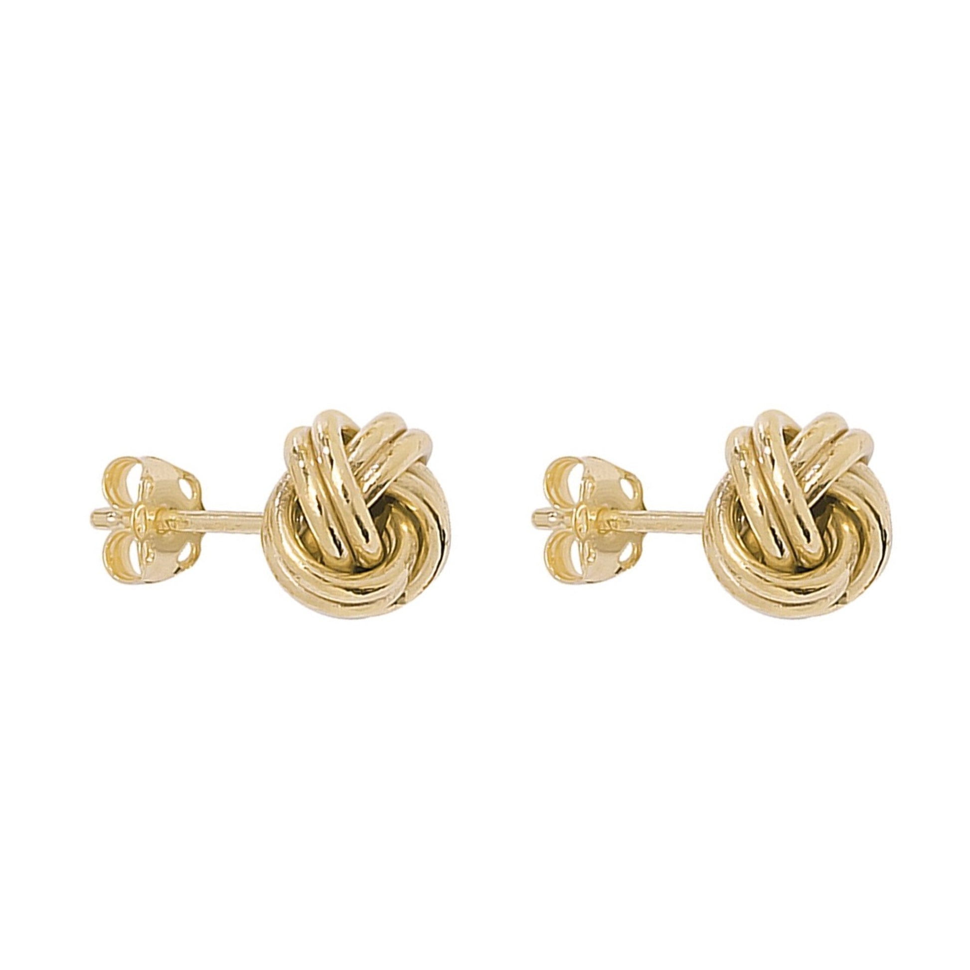 9ct Yellow Gold 4 Double Band Knot Stud Earrings