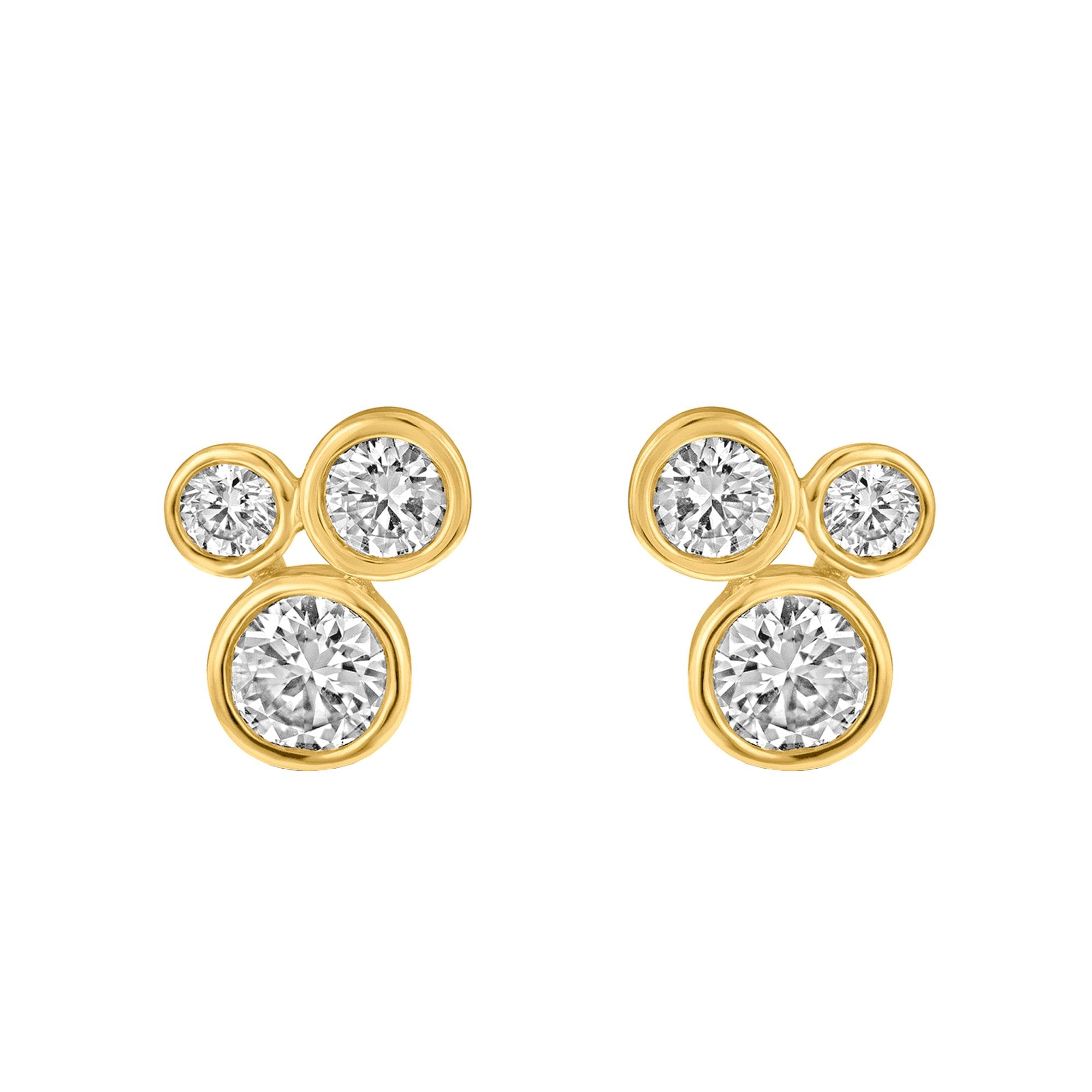 18ct Yellow Gold Bubble Style RBC Diamond Earrings