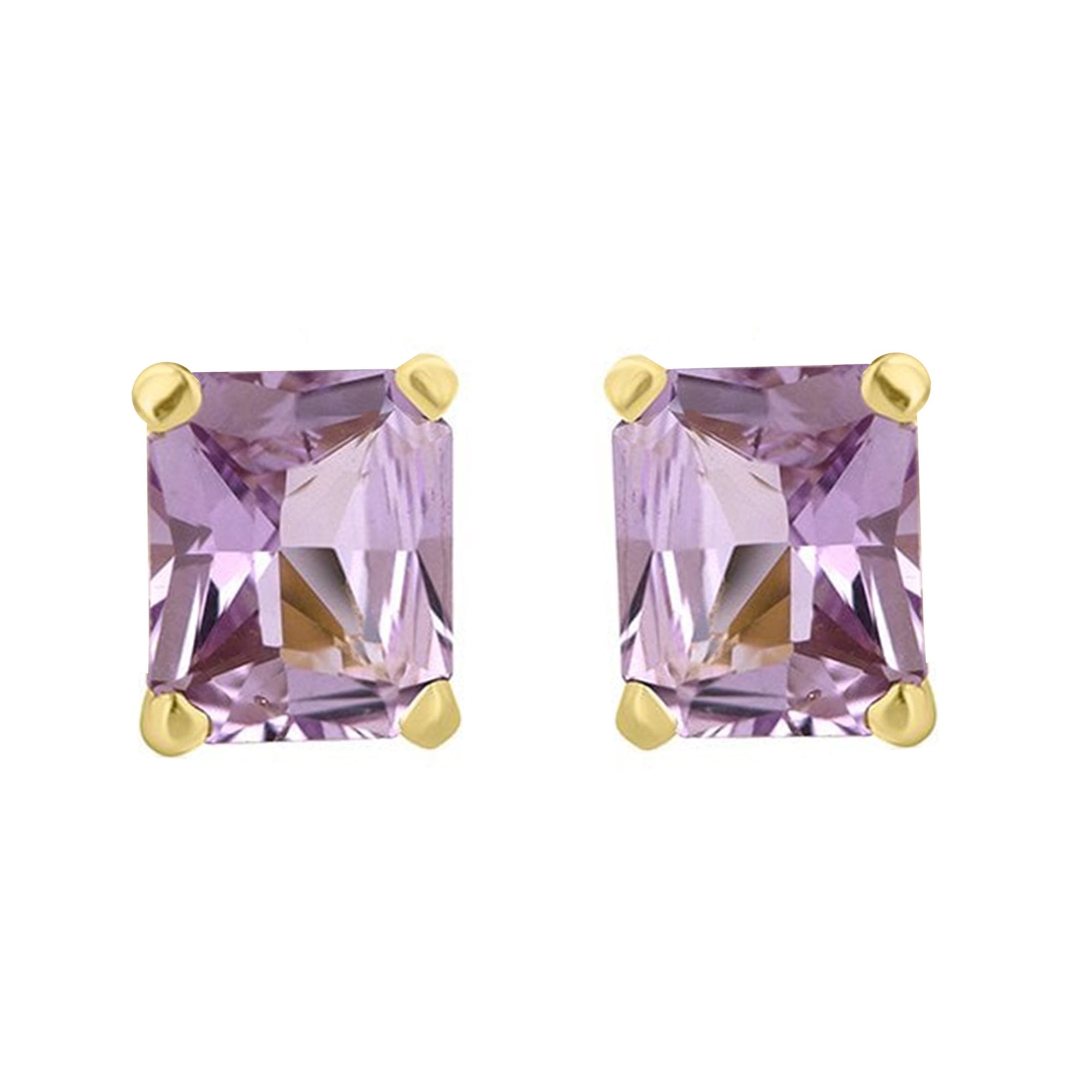 18ct Yellow Gold Pink/Purple Sapphire Earrings