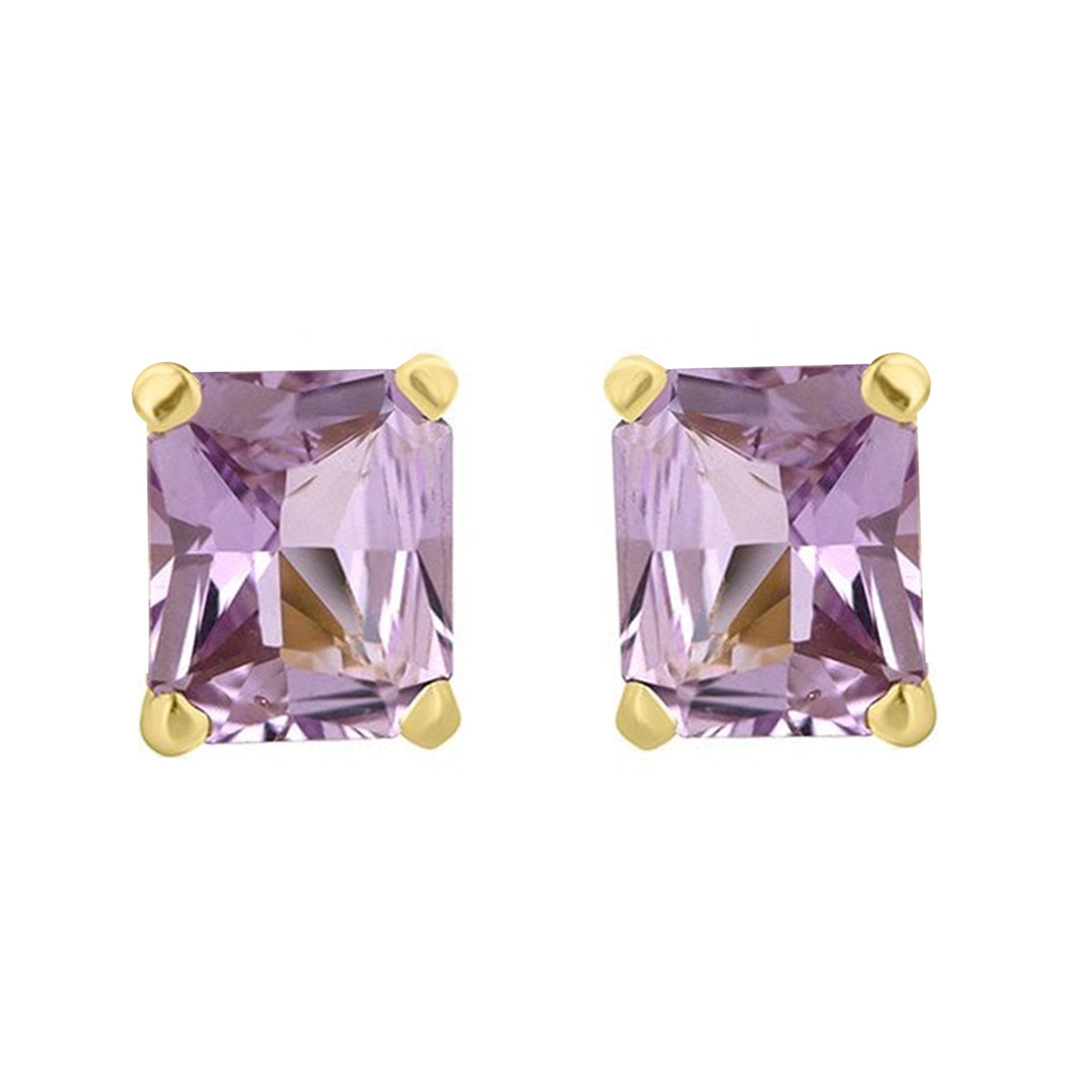 18ct Yellow Gold Pink/Purple Sapphire Earrings