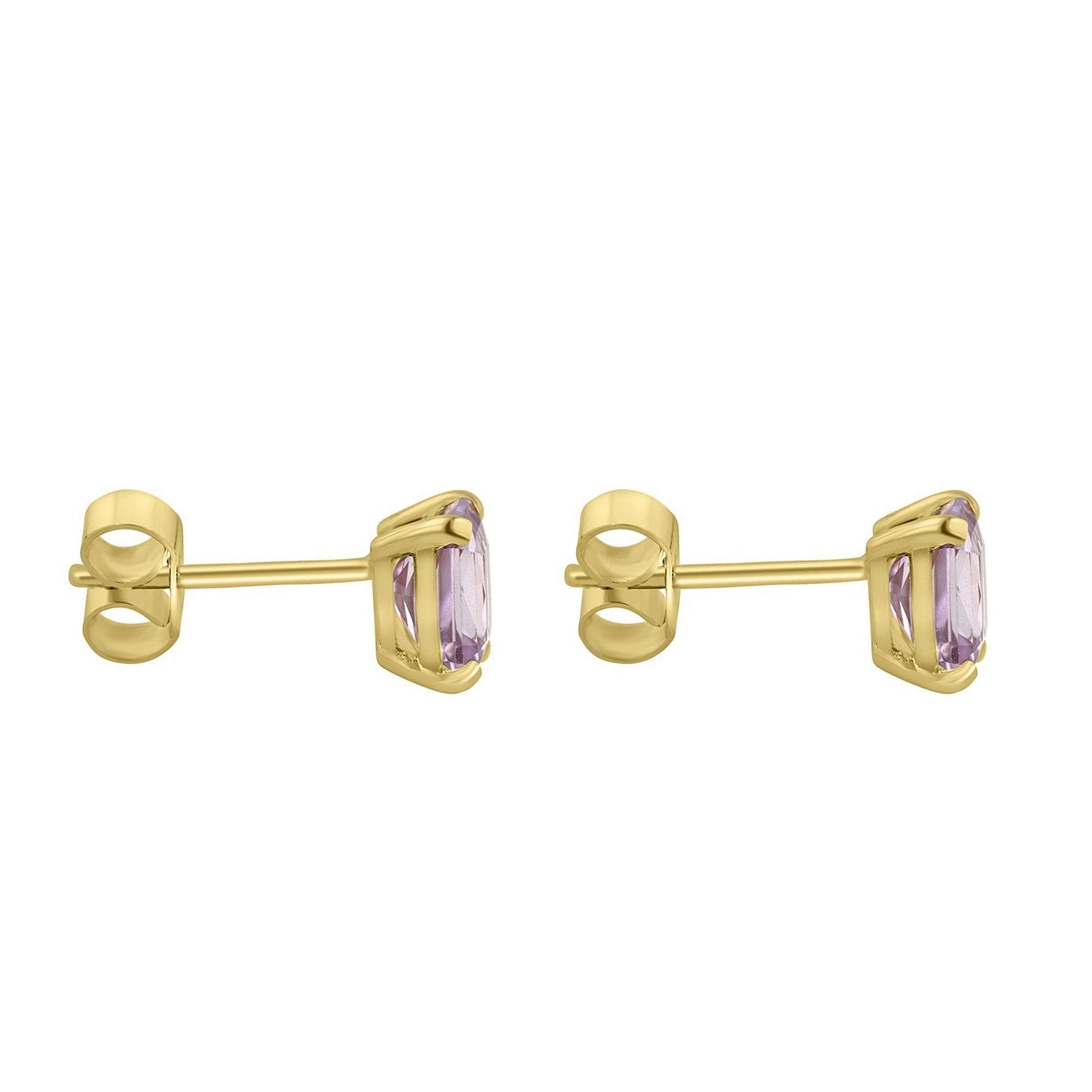 18ct Yellow Gold Pink/Purple Sapphire Earrings
