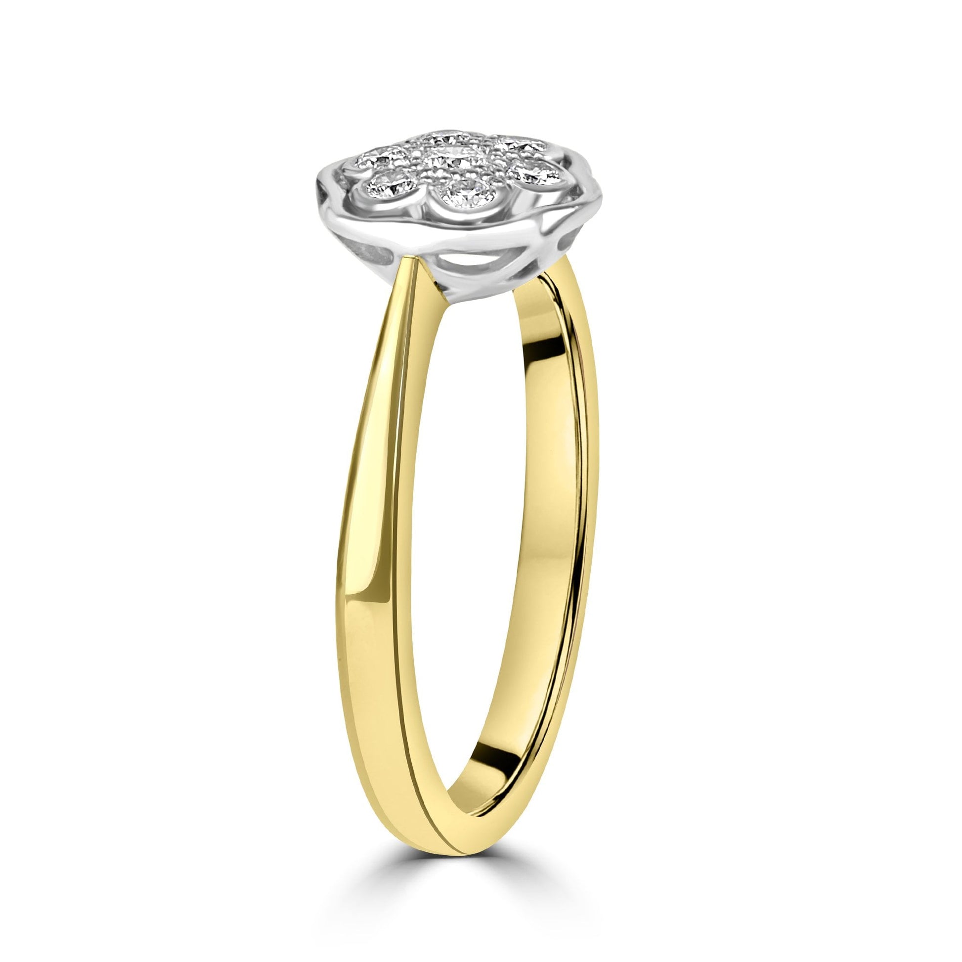 18ct Yellow Gold Round Diamond Flower Cluster Ring