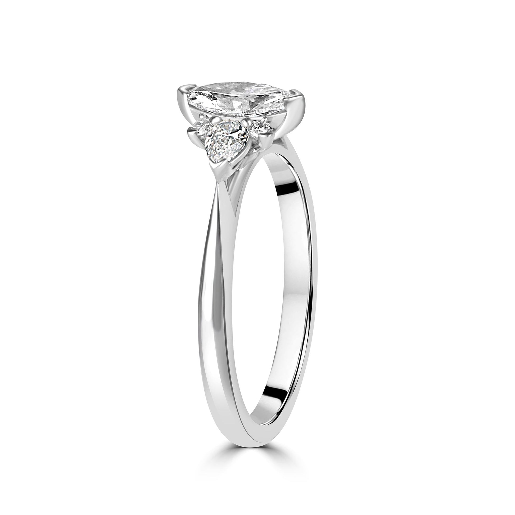 Platinum Unique Marquise, Pear and Round Diamond Ring