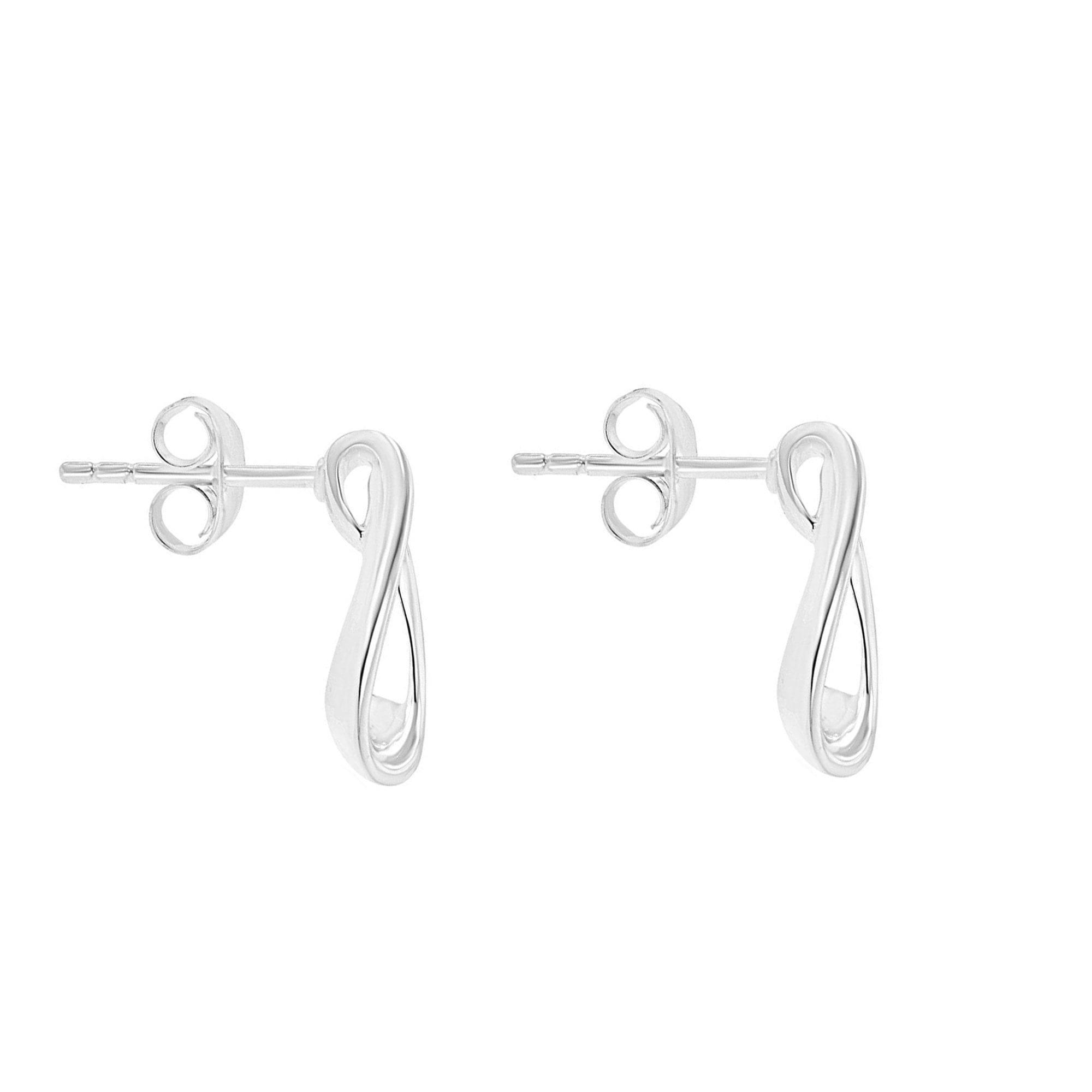 Sterling Silver Satin and Polished Fancy Ribbon Stud Earrings