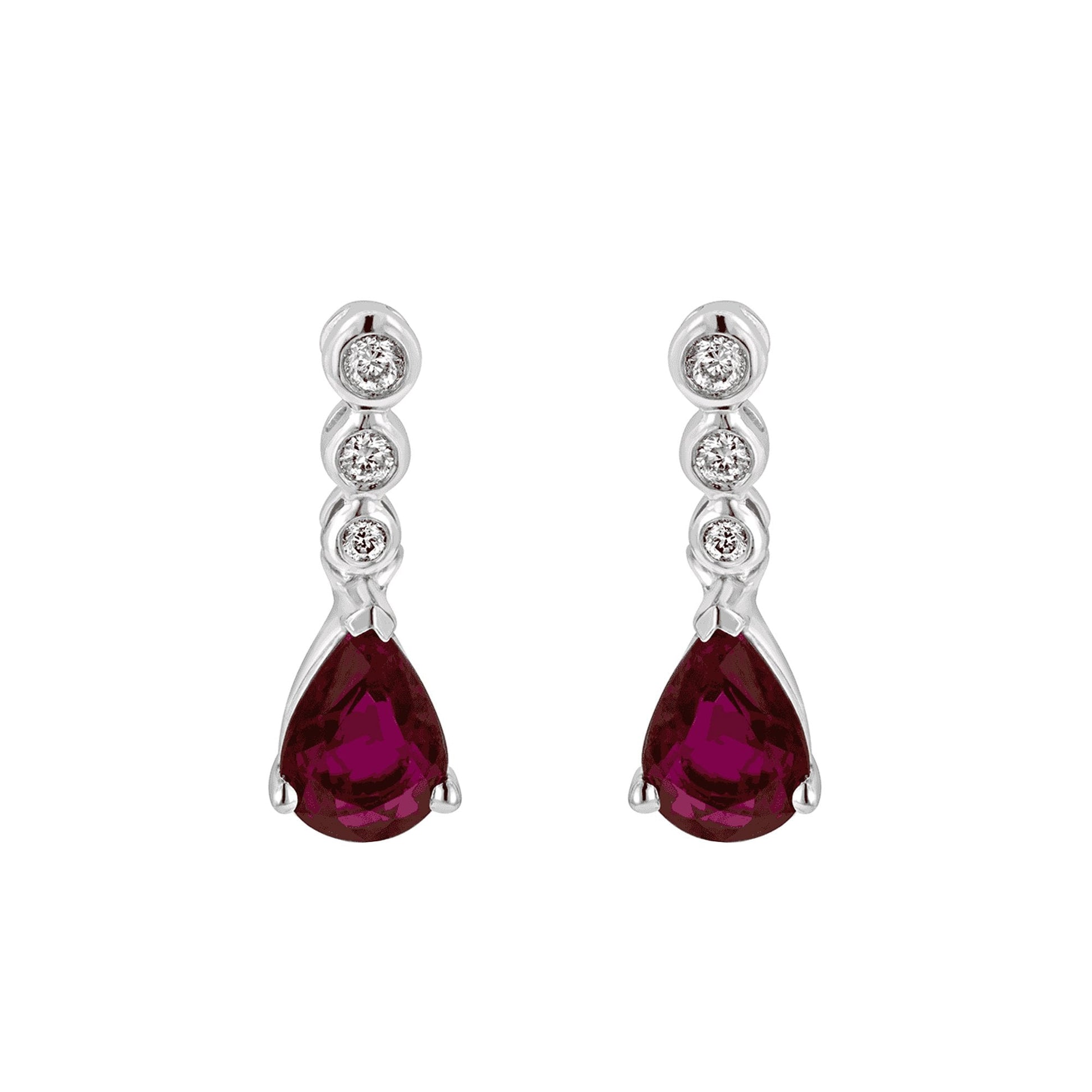 Platinum and Pear-Cut Ruby and RBC Diamond Drop Earrings