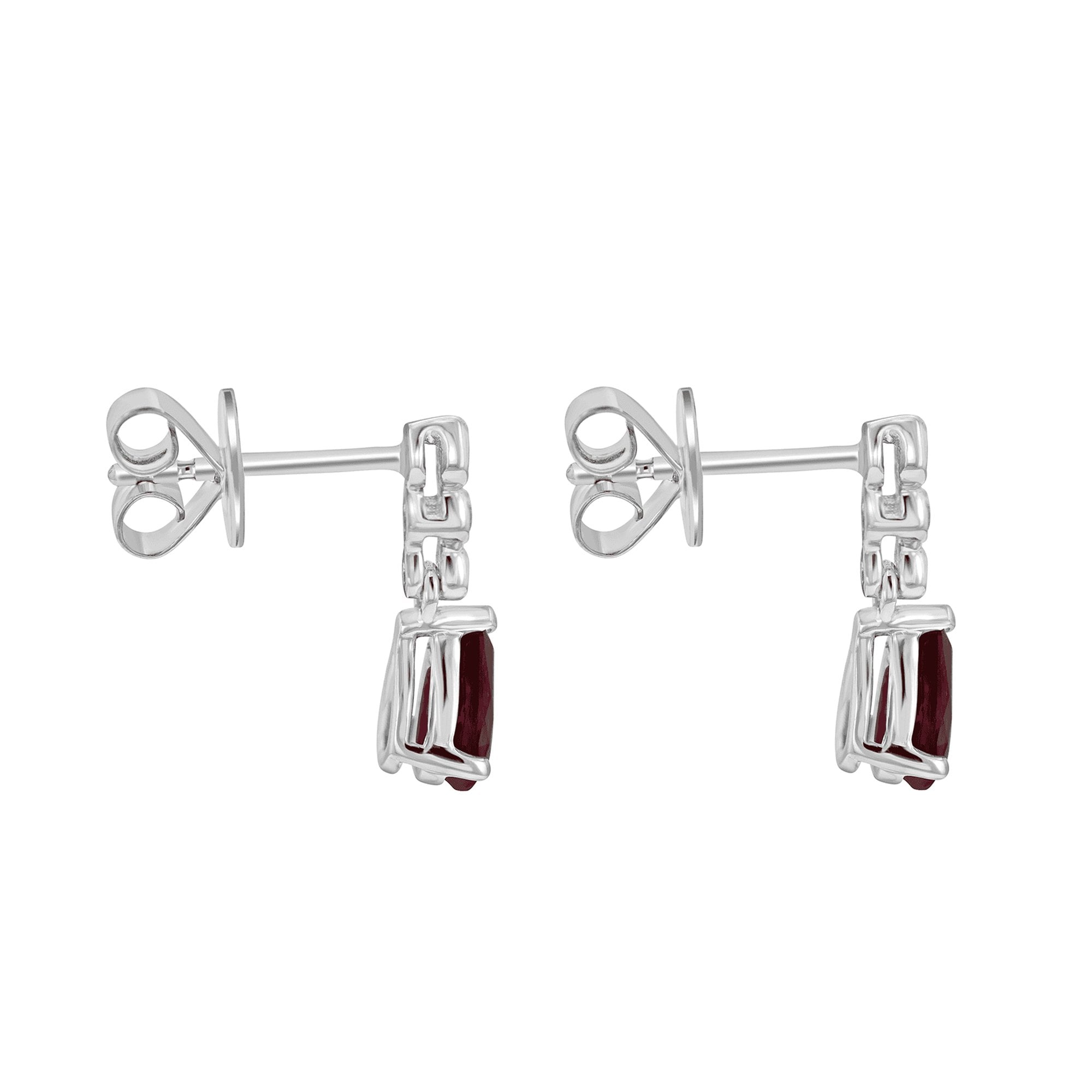 Platinum and Pear-Cut Ruby and RBC Diamond Drop Earrings