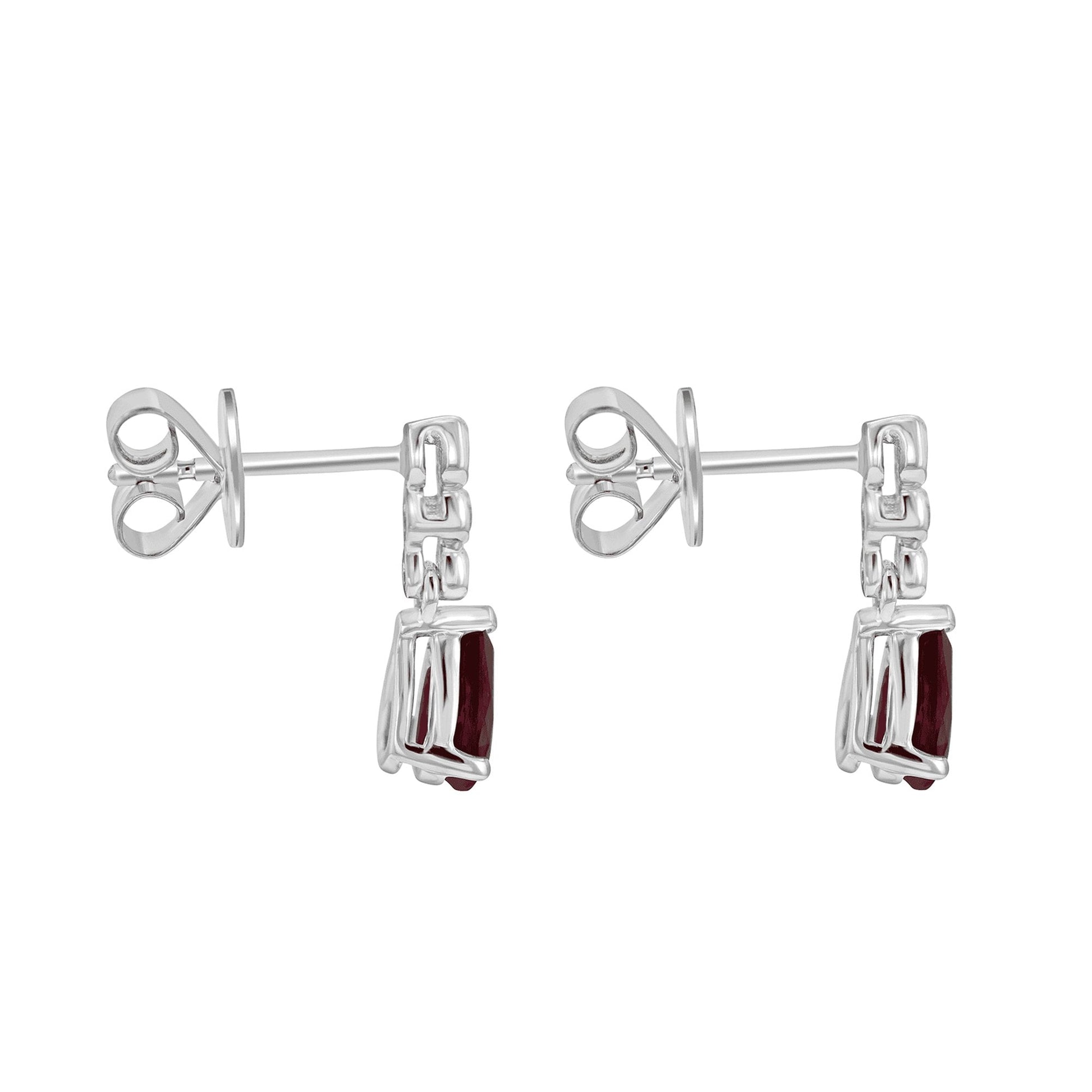 Platinum and Pear-Cut Ruby and RBC Diamond Drop Earrings