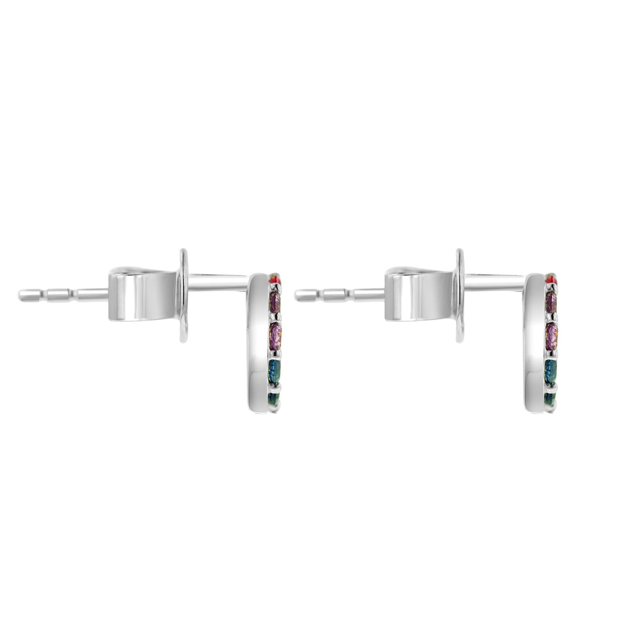 18ct White Gold Multi-coloured Sapphire Open Circle Earrings