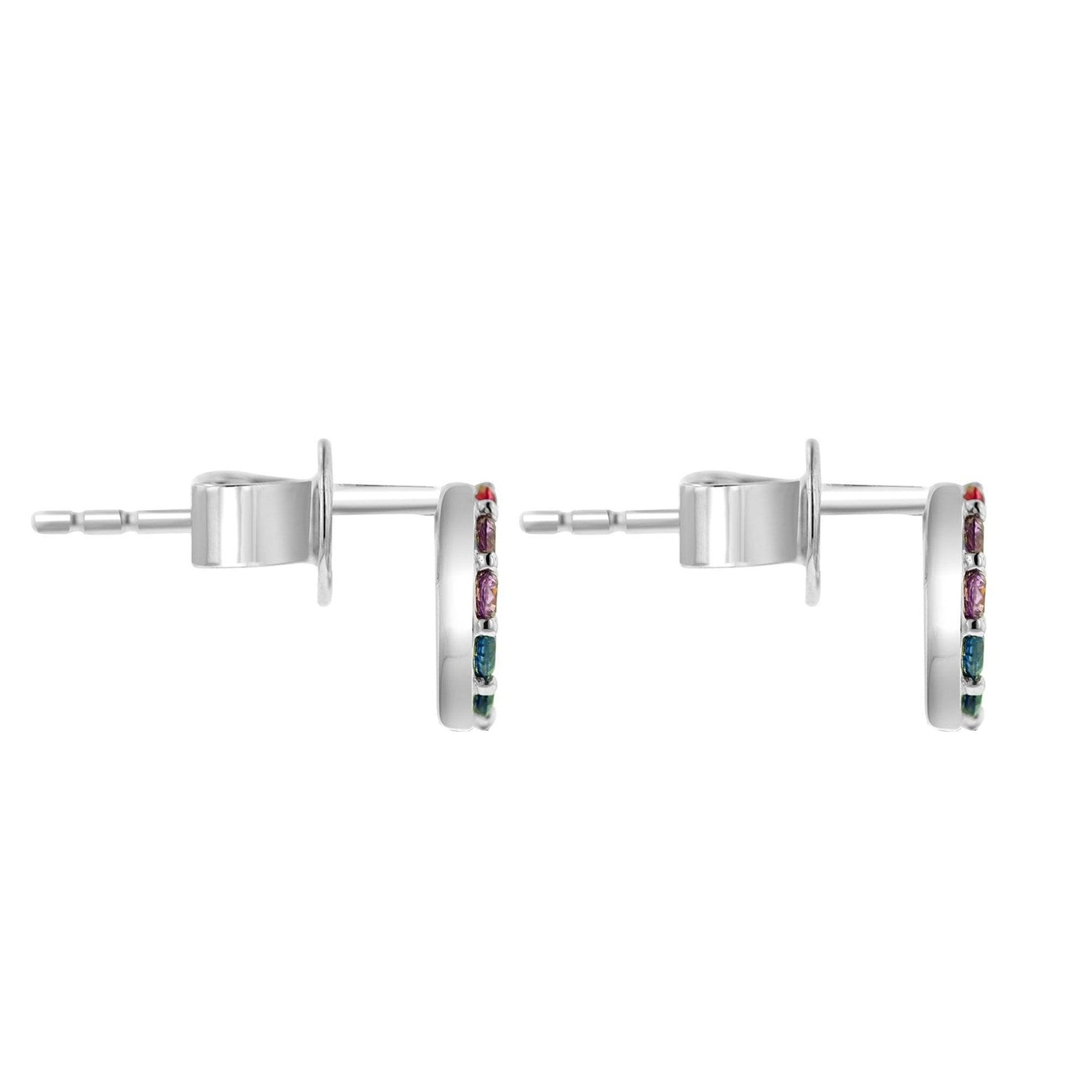 18ct White Gold Multi-coloured Sapphire Open Circle Earrings