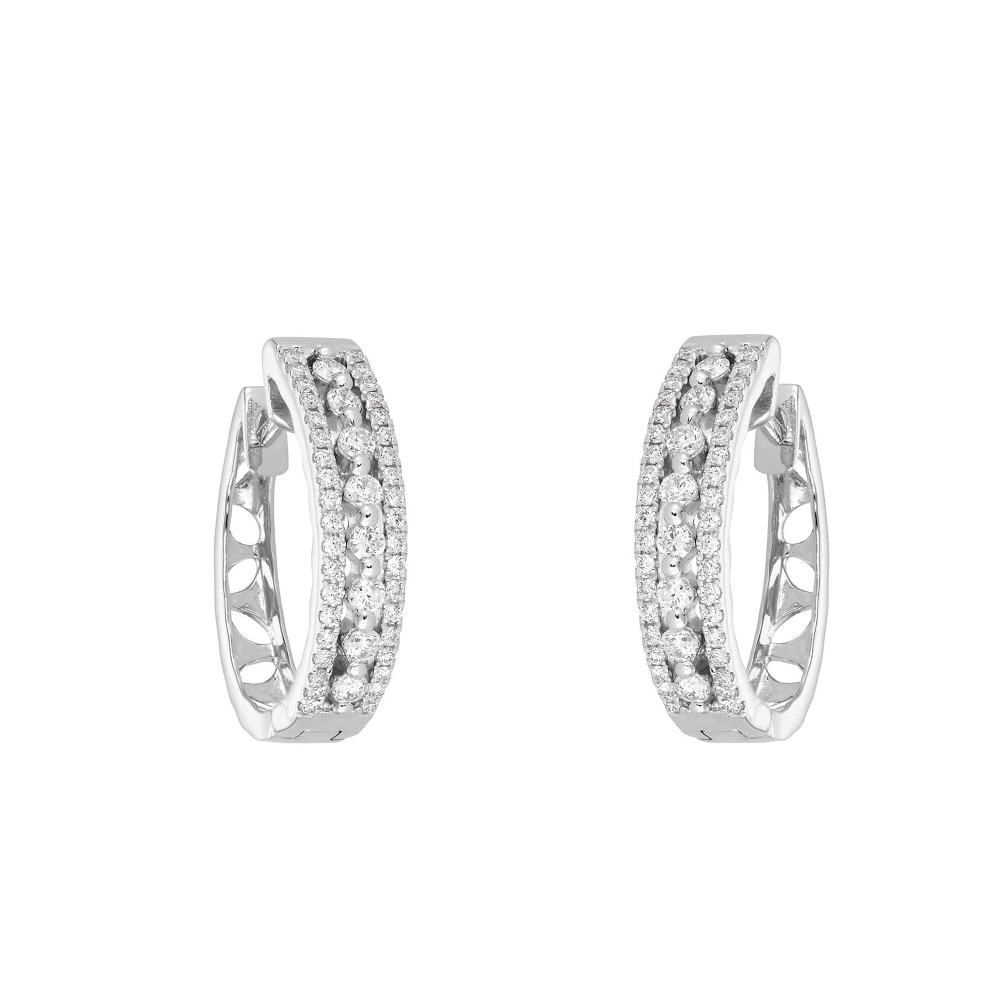 18ct White Gold hinged Hoop Earrings Set with 0.54ct of Diamonds