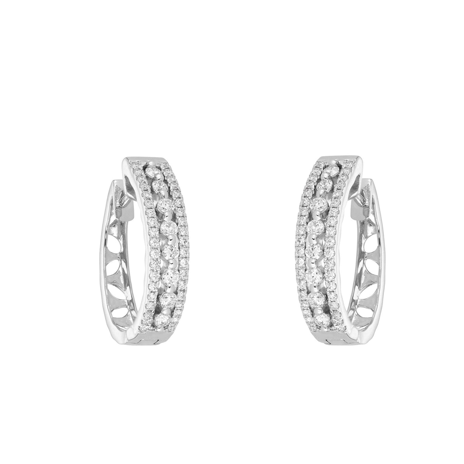 18ct White Gold hinged Hoop Earrings Set with 0.54ct of Diamonds