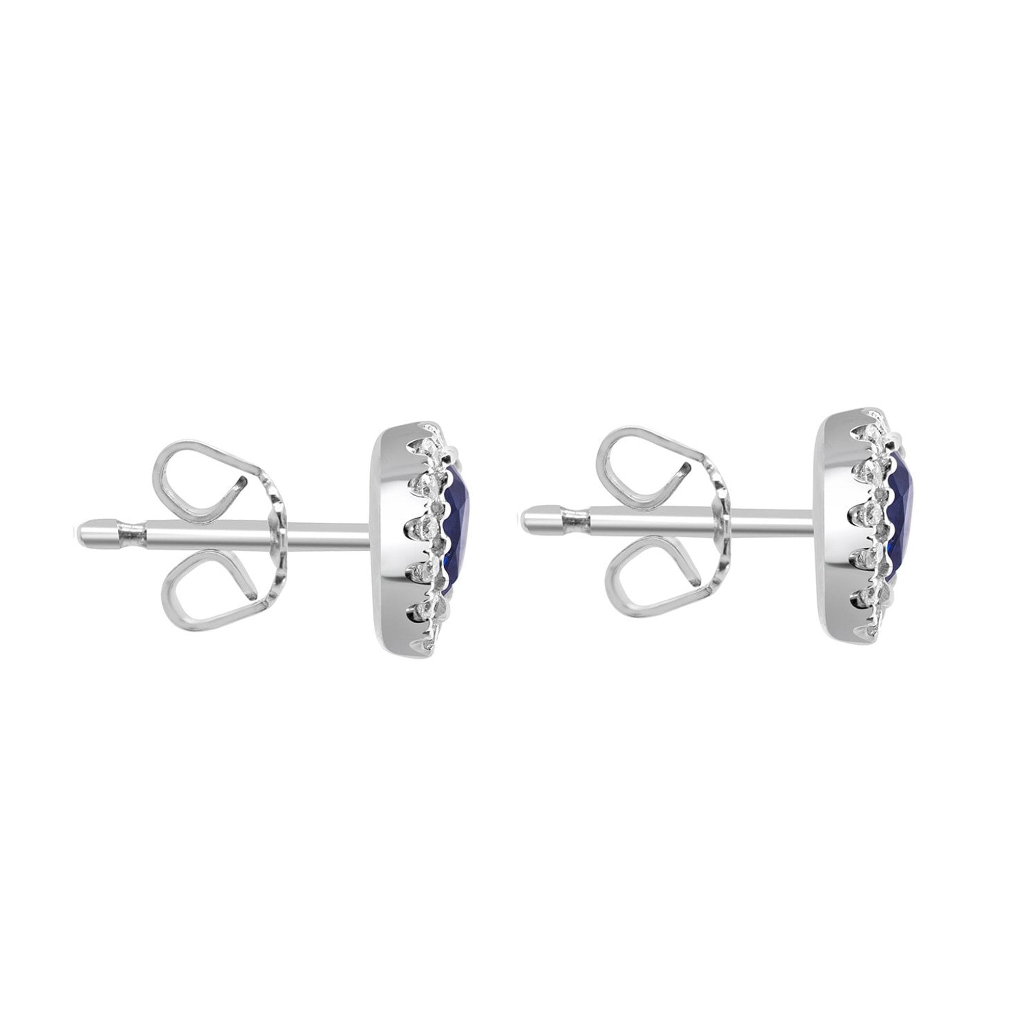18ct White Gold Pear Sapphire and Diamond Stud Earrings
