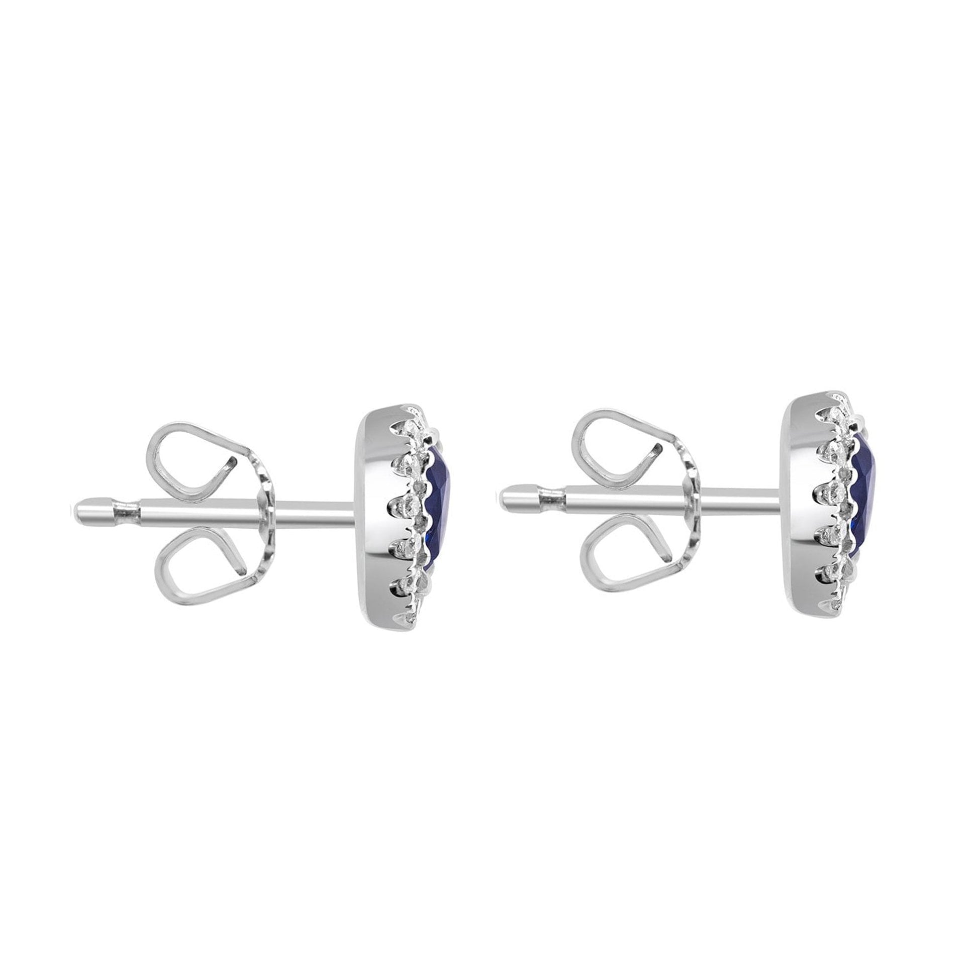 18ct White Gold Pear Sapphire and Diamond Stud Earrings