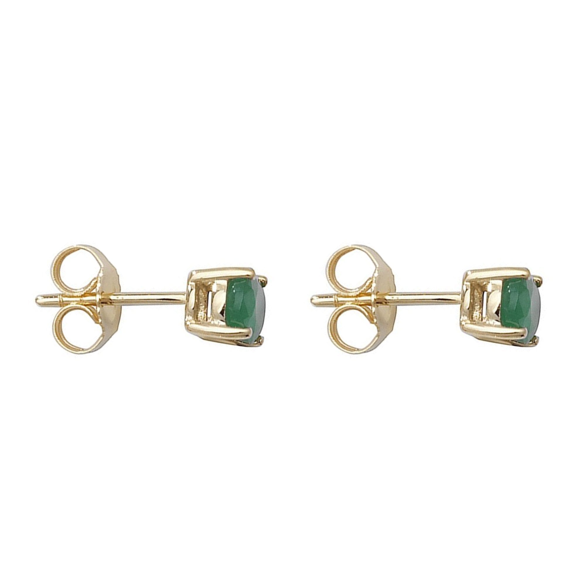 9ct Yellow Gold Oval Emerald Stud Earrings