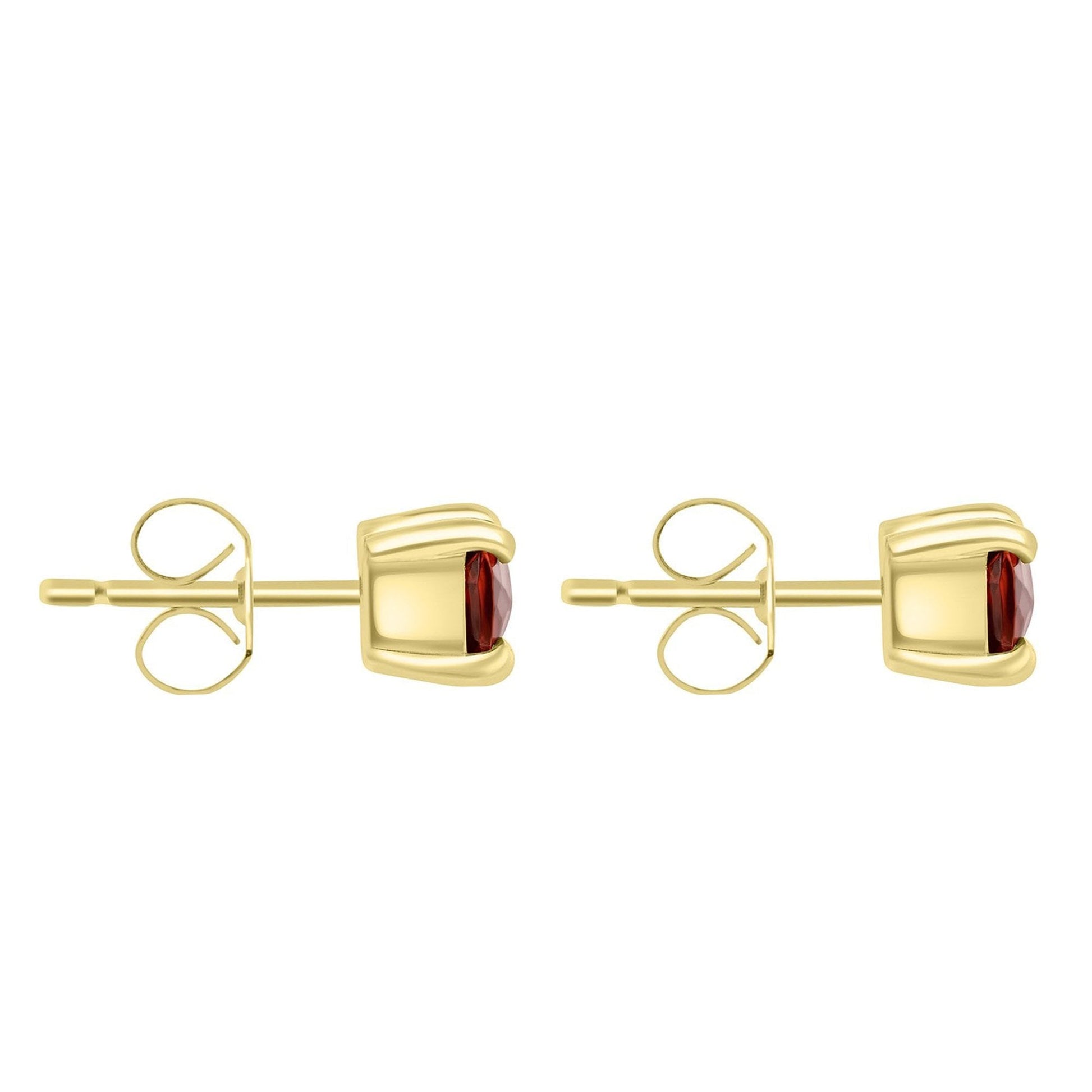 9ct Yellow Gold Checkerboard Cushion Garnet Stud Earrings