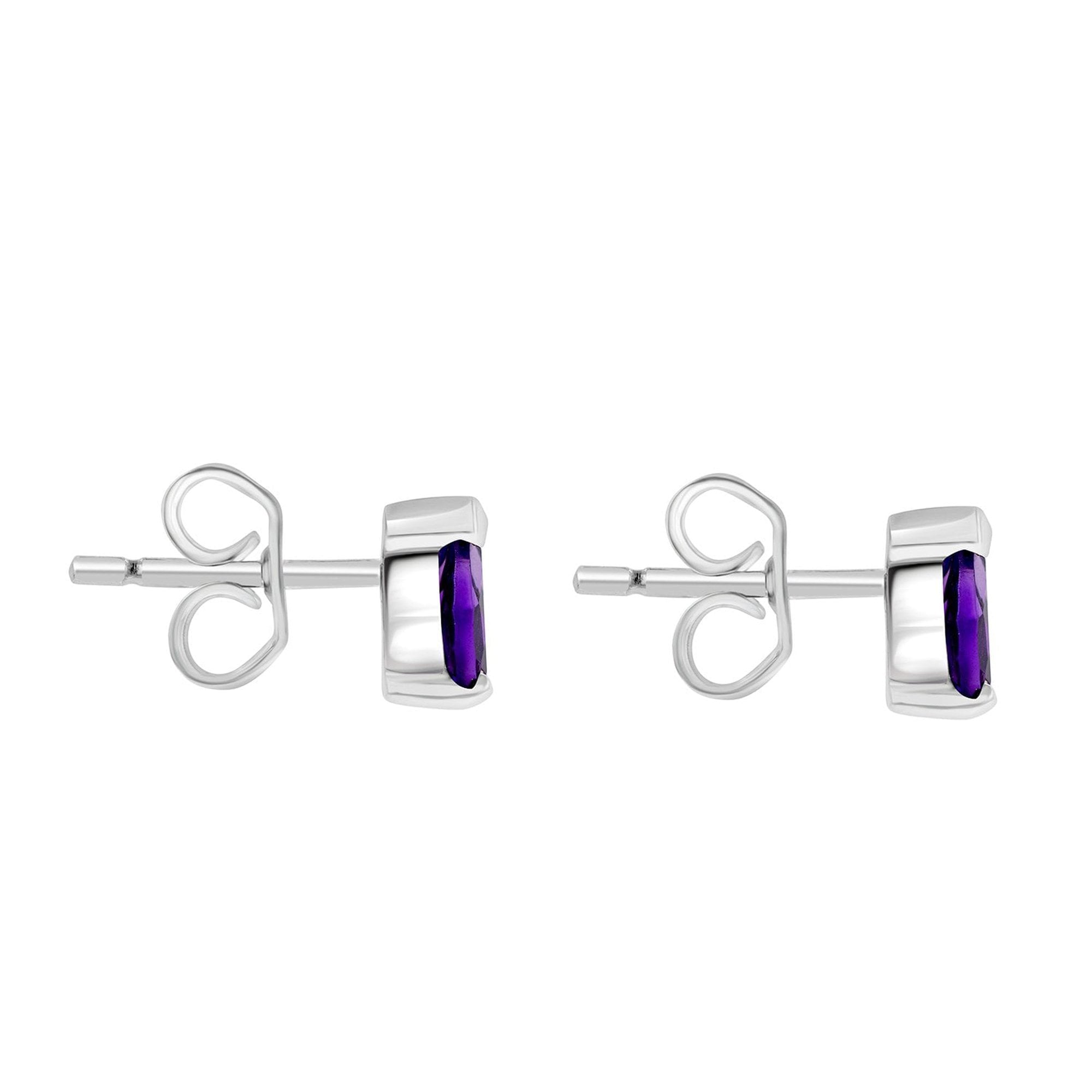 9ct White Gold Amethyst Pear Shape Stud Earrings