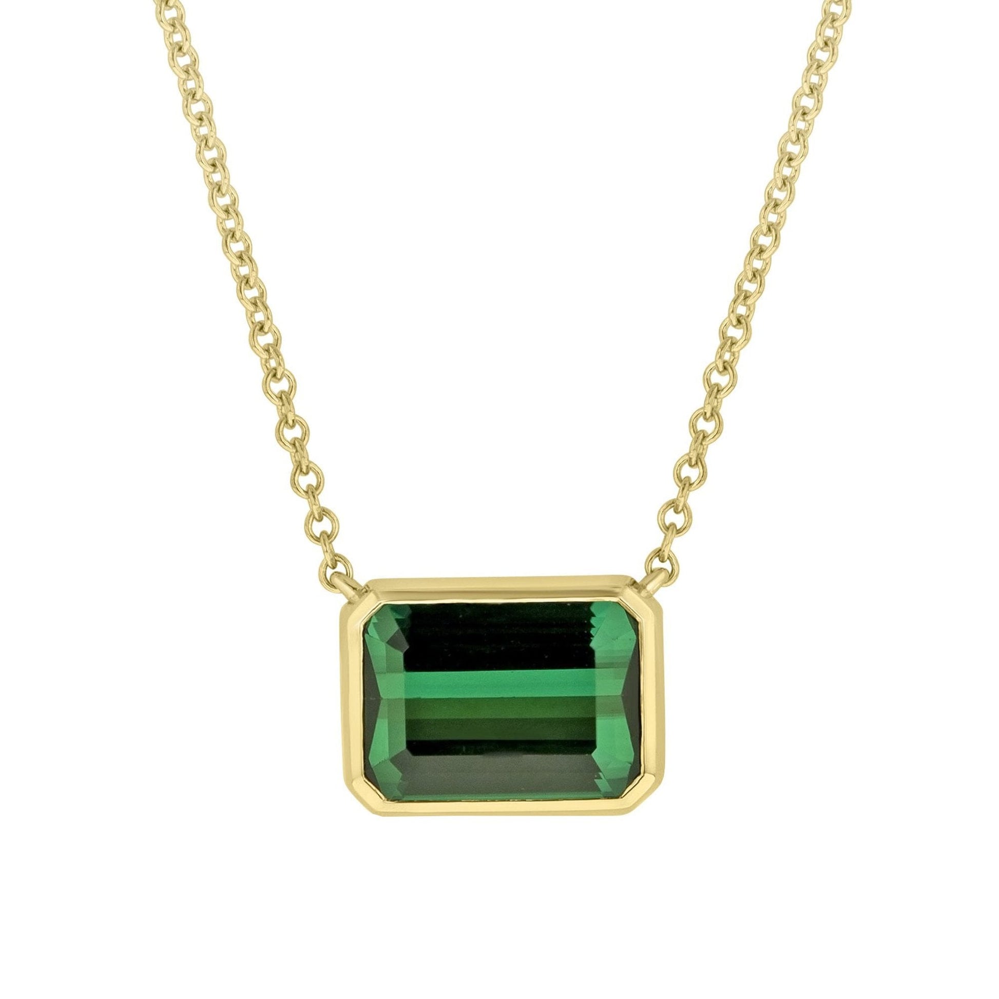 18ct Yellow Gold 7.22ct Octagonal Green Tourmaline Necklace