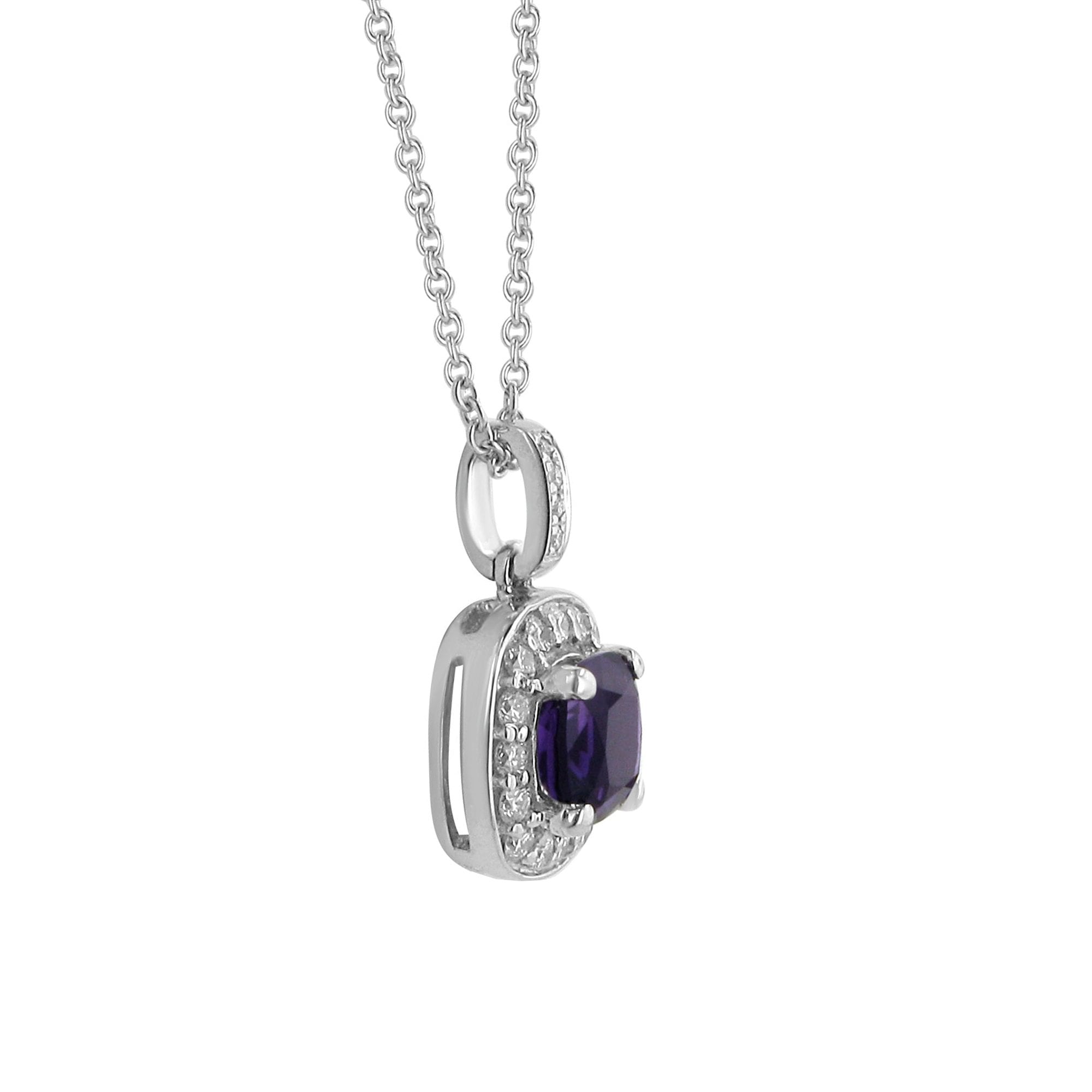 18ct White Gold 18" Amethyst and Diamond Necklace