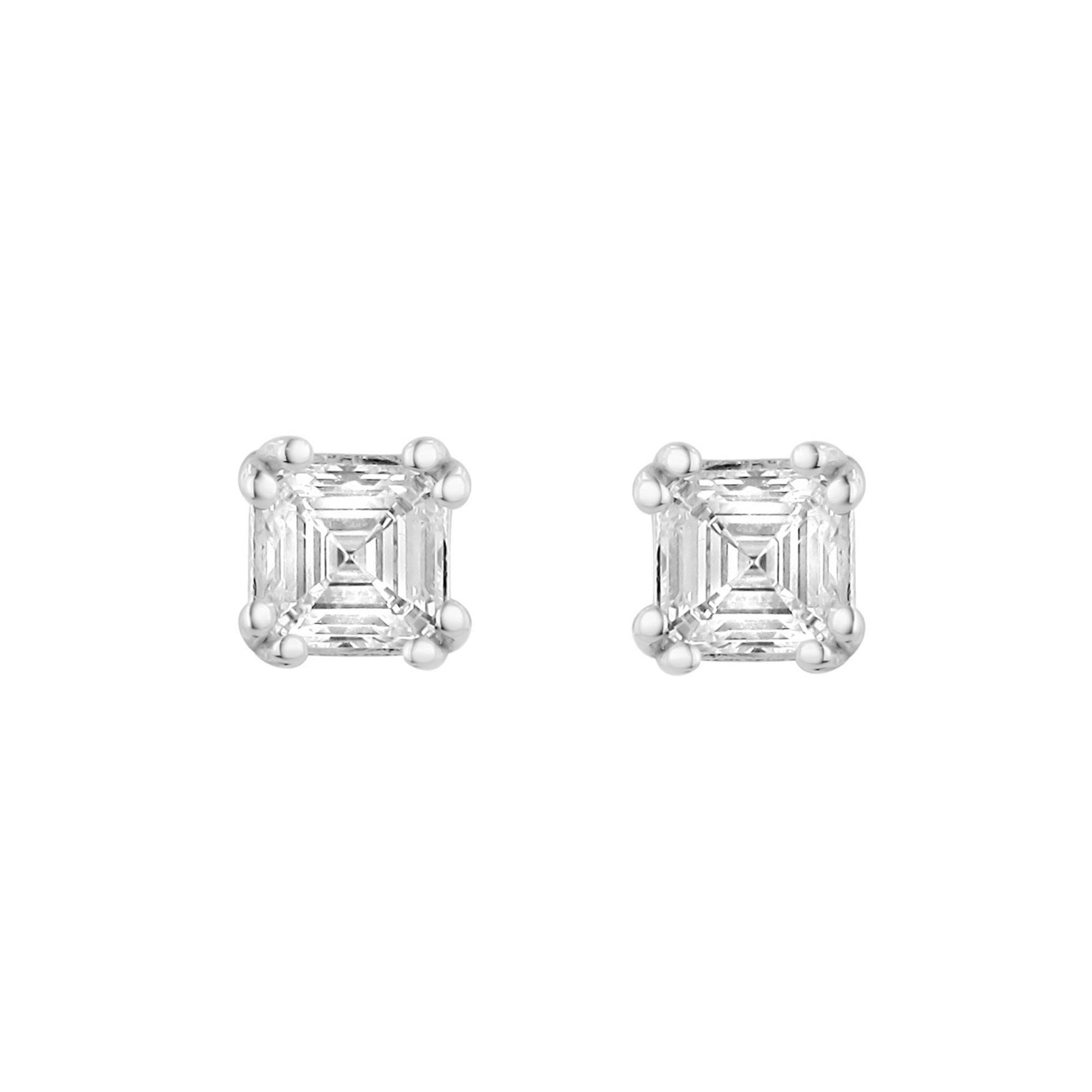 18ct White Gold 0.80ct Asscher Cut Diamond Stud Earrings