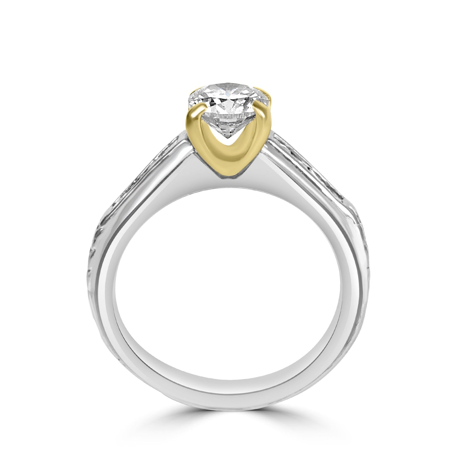 Platinum & RBC Diamond Engagement Pre-Owned Ring With Princess Cut Diamond Shoulders