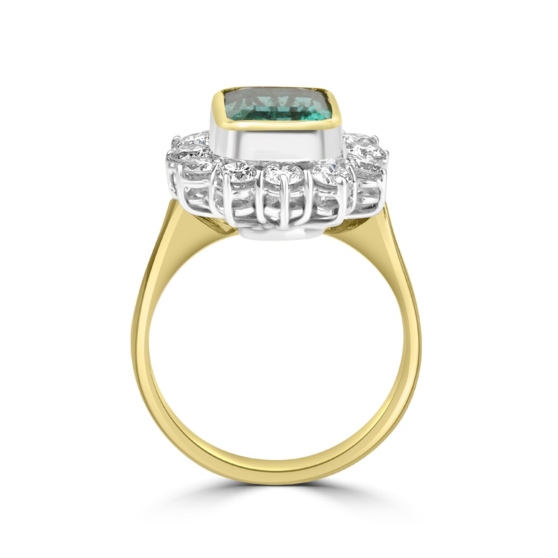 18ct Gold Emerald and Diamond Cluster Pre-Owned Ring