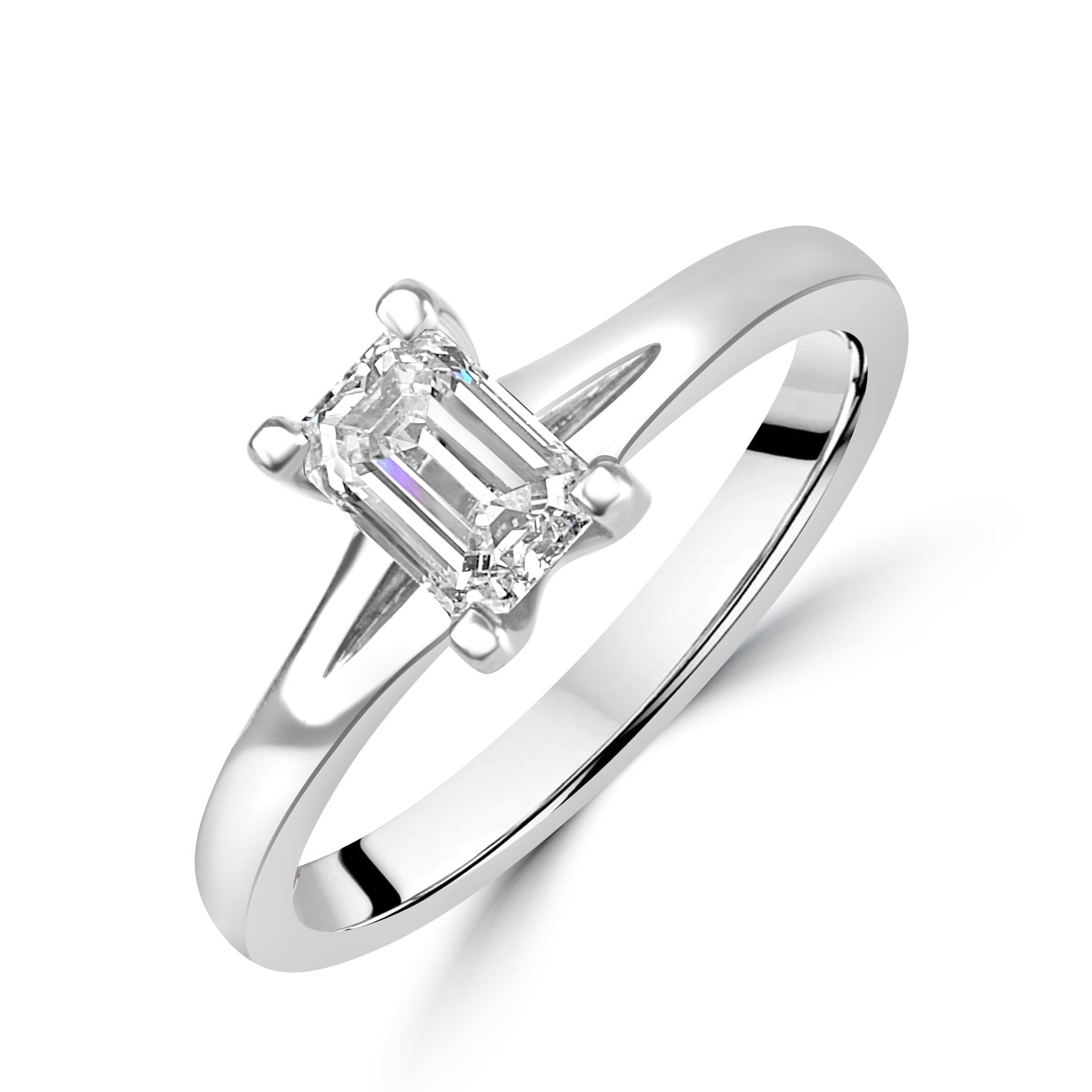 Emerald Cut Diamond Solitaire Engagement Pre-Owned Ring