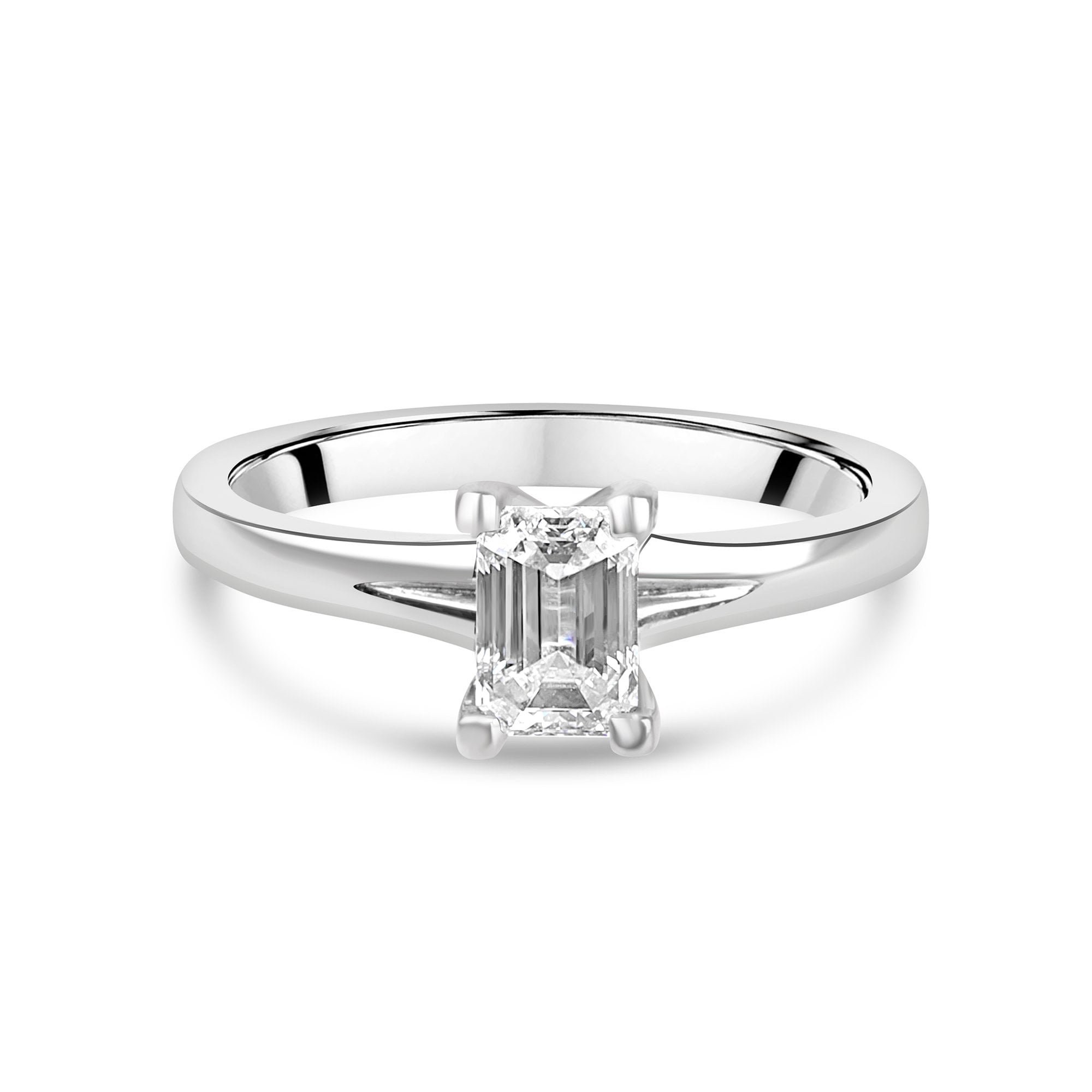 Emerald Cut Diamond Solitaire Engagement Pre-Owned Ring