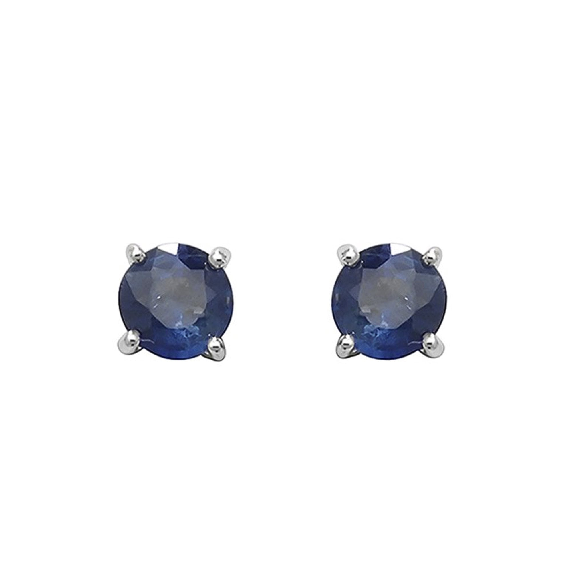 9ct White Gold Round Sapphire Stud Earrings