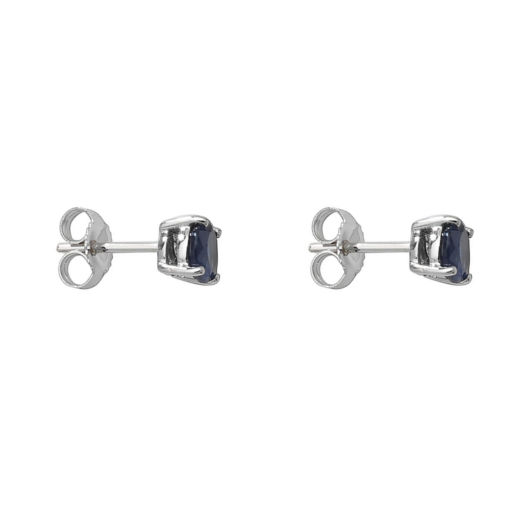 9ct White Gold Round Sapphire Stud Earrings