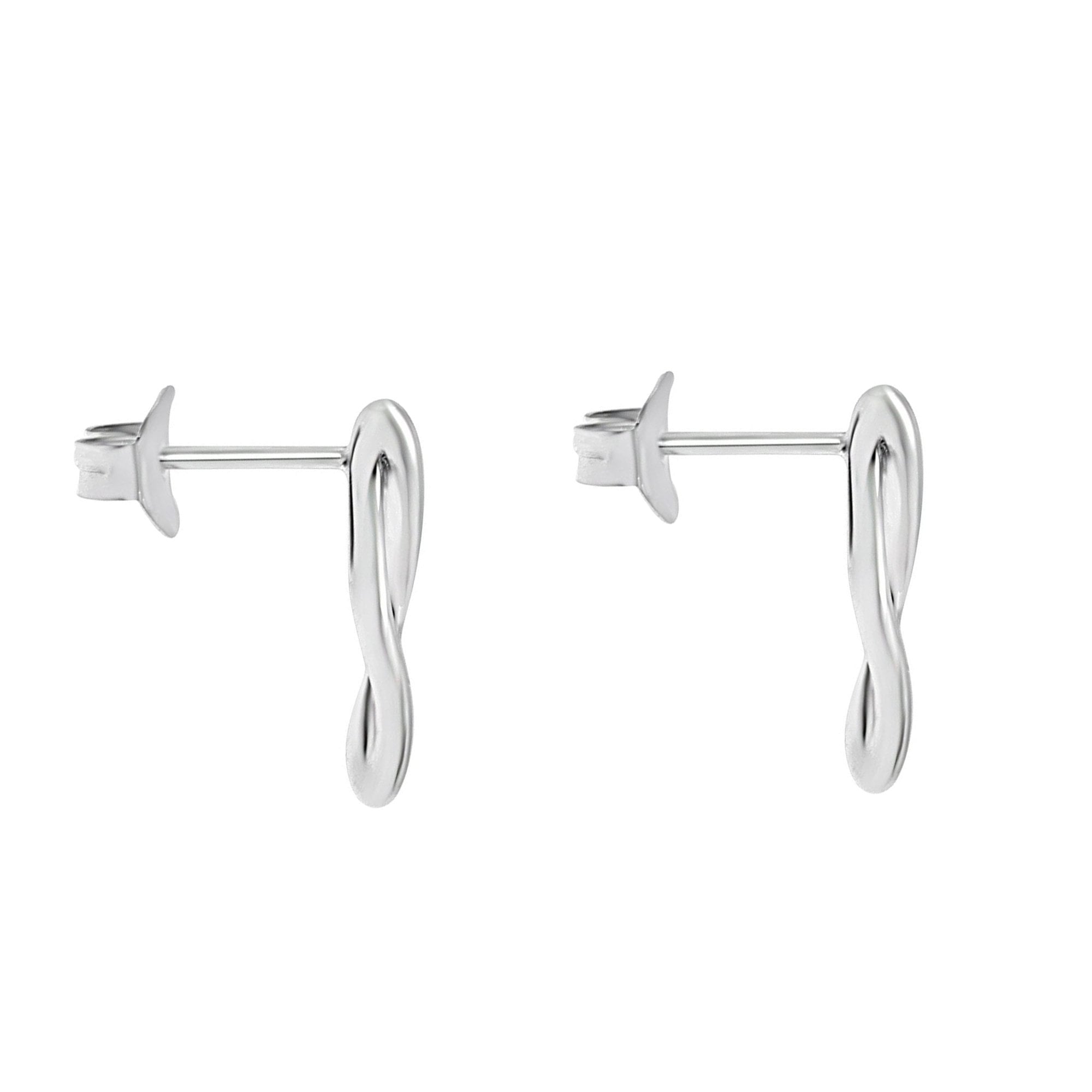 Silver Twisted Open Wave Stud Earrings
