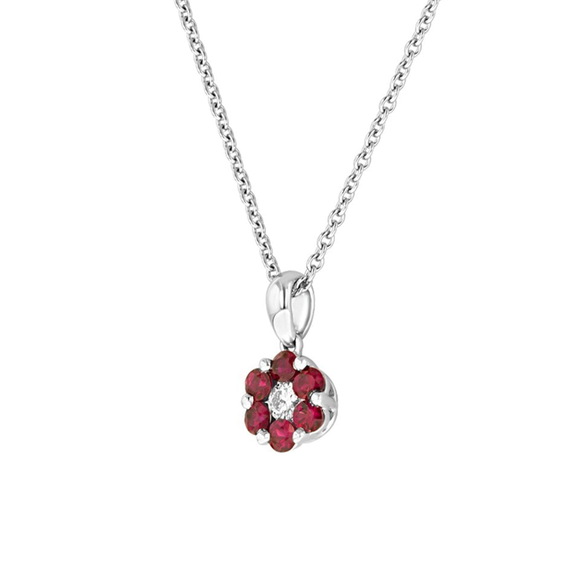 Ruby and Diamond 18ct Gold Flower Necklace