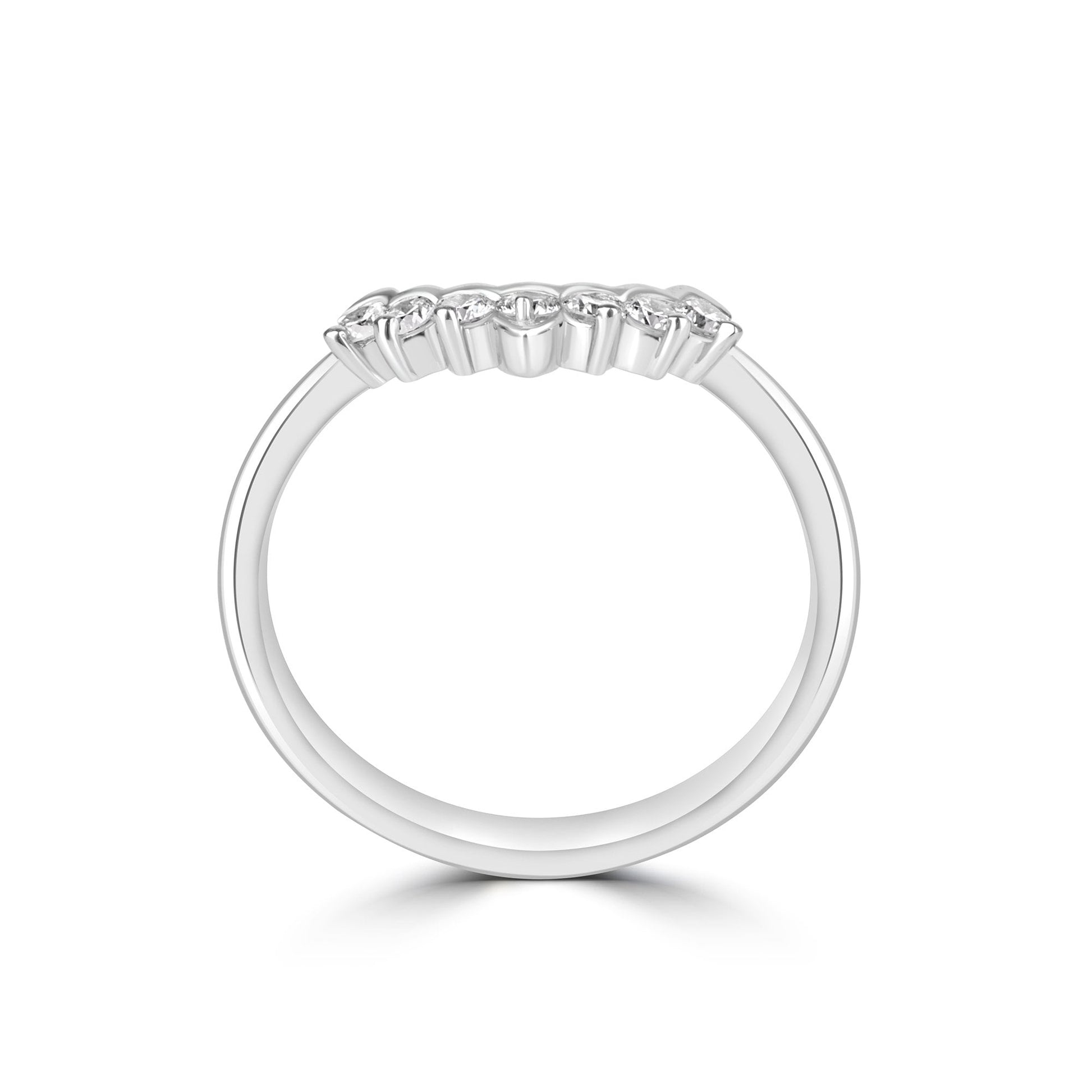Platinum Round Lab Grown Diamond 'Mae' Curved Wedding Ring