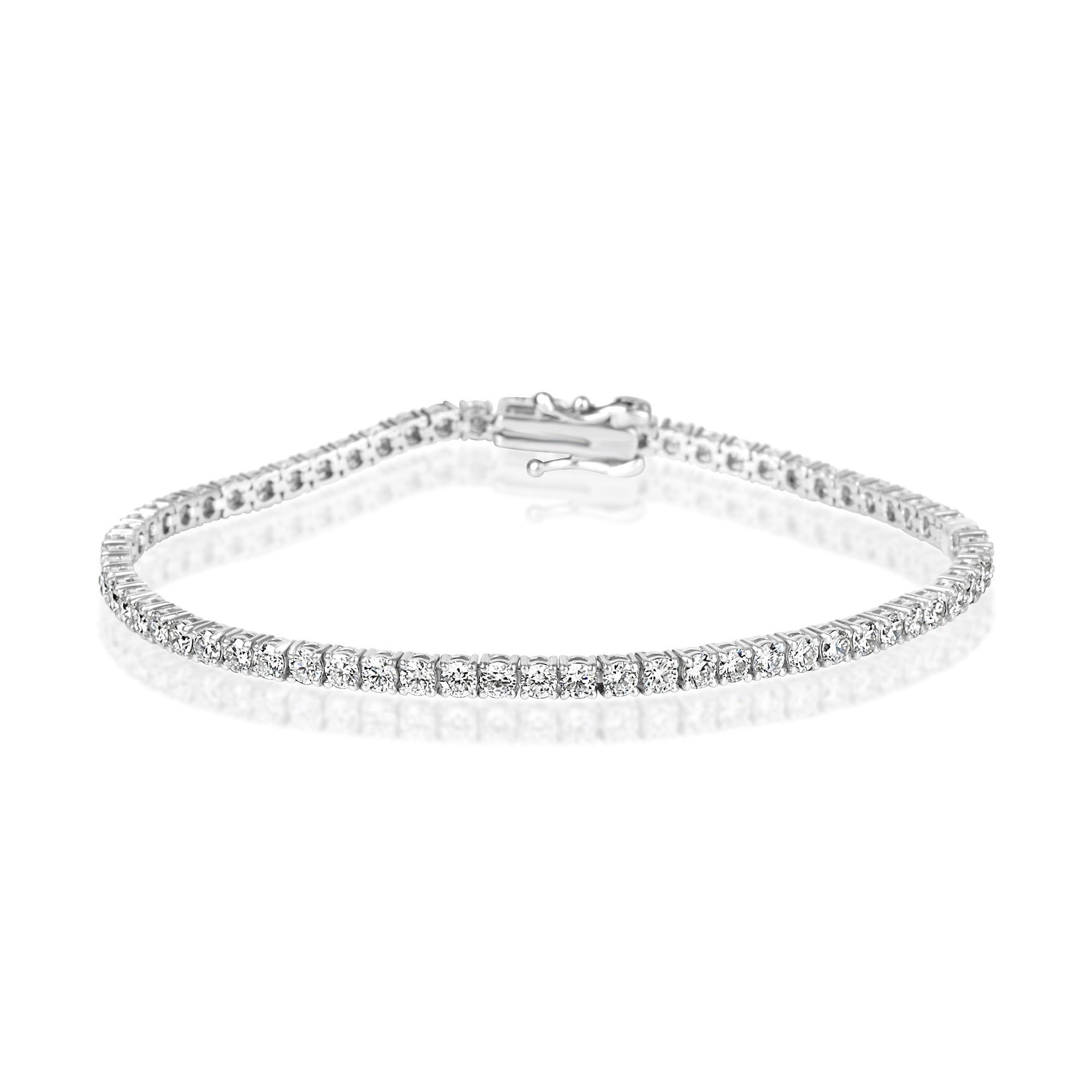 Platinum 4.10ct Round Brilliant Cut Lab Grown Diamond Line Bracelet
